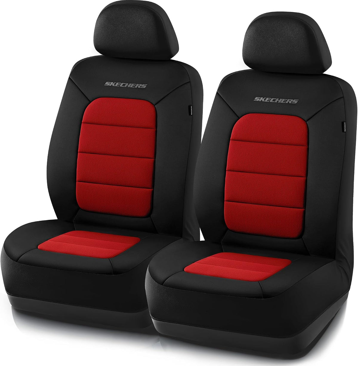 Skechers Memory Foam Car Seat Covers,Thick Cool Touch Fabric Seat Covers,Front Seat Cover Airbag Compatible,Automotive Comfort Protection for Most Cars,Vans,Trucks,SUV,Blue