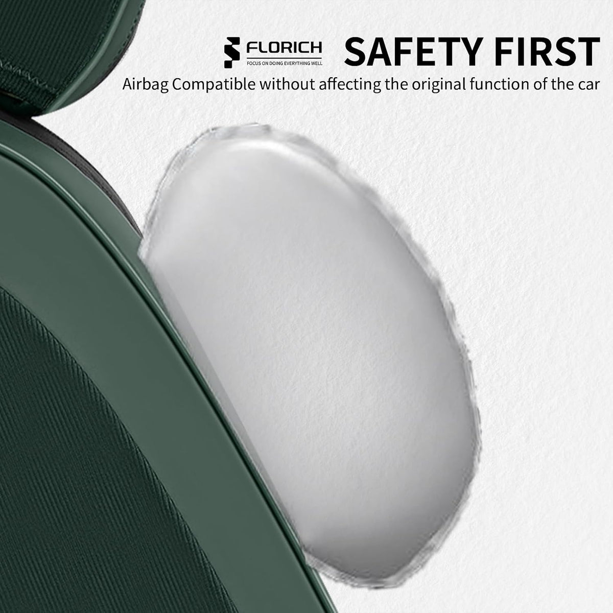 FLORICH Leather Seat Covers Full Set Automotive Car Seat Cover Front and Back Waterproof Auto Seat Covers Full Coverage Car Seat Protector Cushion Universal Fit for Most Cars SUV Trucks, Black&Green