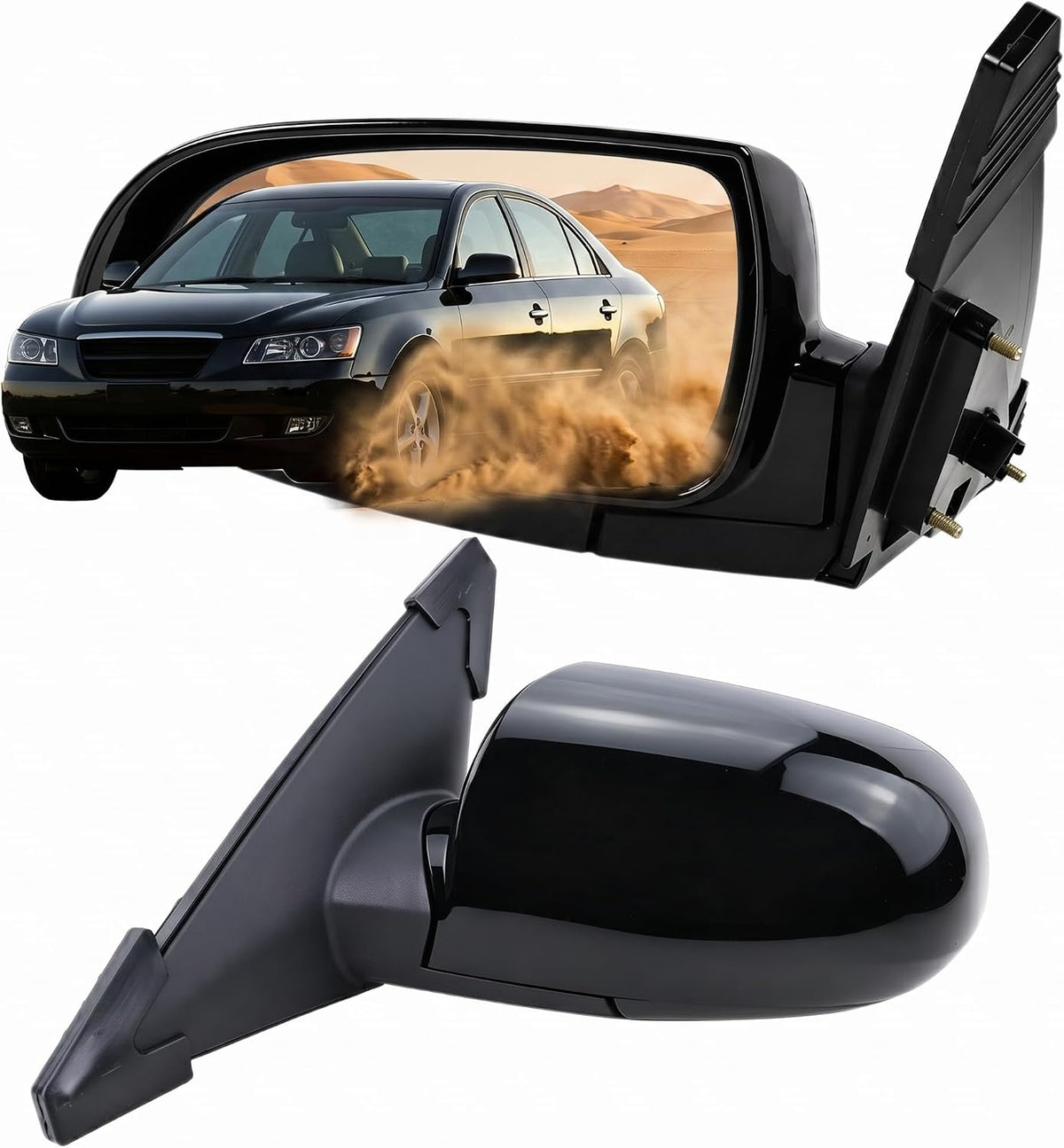 Right Passenger Side Mirror Compatible with 2006 2007 2008 2009 2010 Hyundai Sonata With Power Glass Manual folding Heated Black Replace#87620-0A000(5Pins)