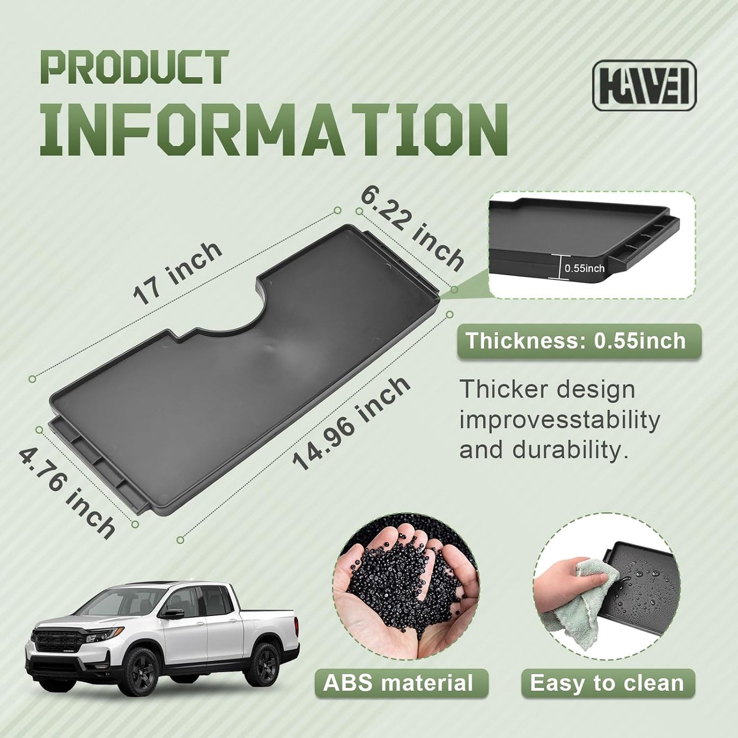 HGWEI Trunk In-Bed Dividers Compatible with 2017-2026 Honda Ridgeline Accessories Trunk Cargo Organizer Tailgate Rear Insert Compartment Tray (3Pcs)