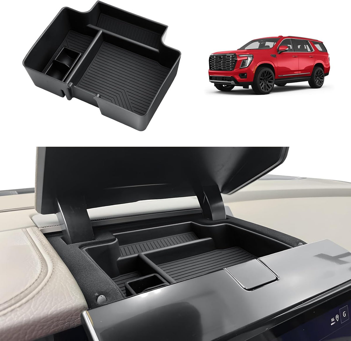 ECOZEN Center Console Organizer For 2021-2026 Chevy Tahoe/Suburban(Premier/High Country) & Yukon/Yukon XL(Denali/Denali Ultimate) Accessories Upgraded - Only Fit For Power Sliding Center Console
