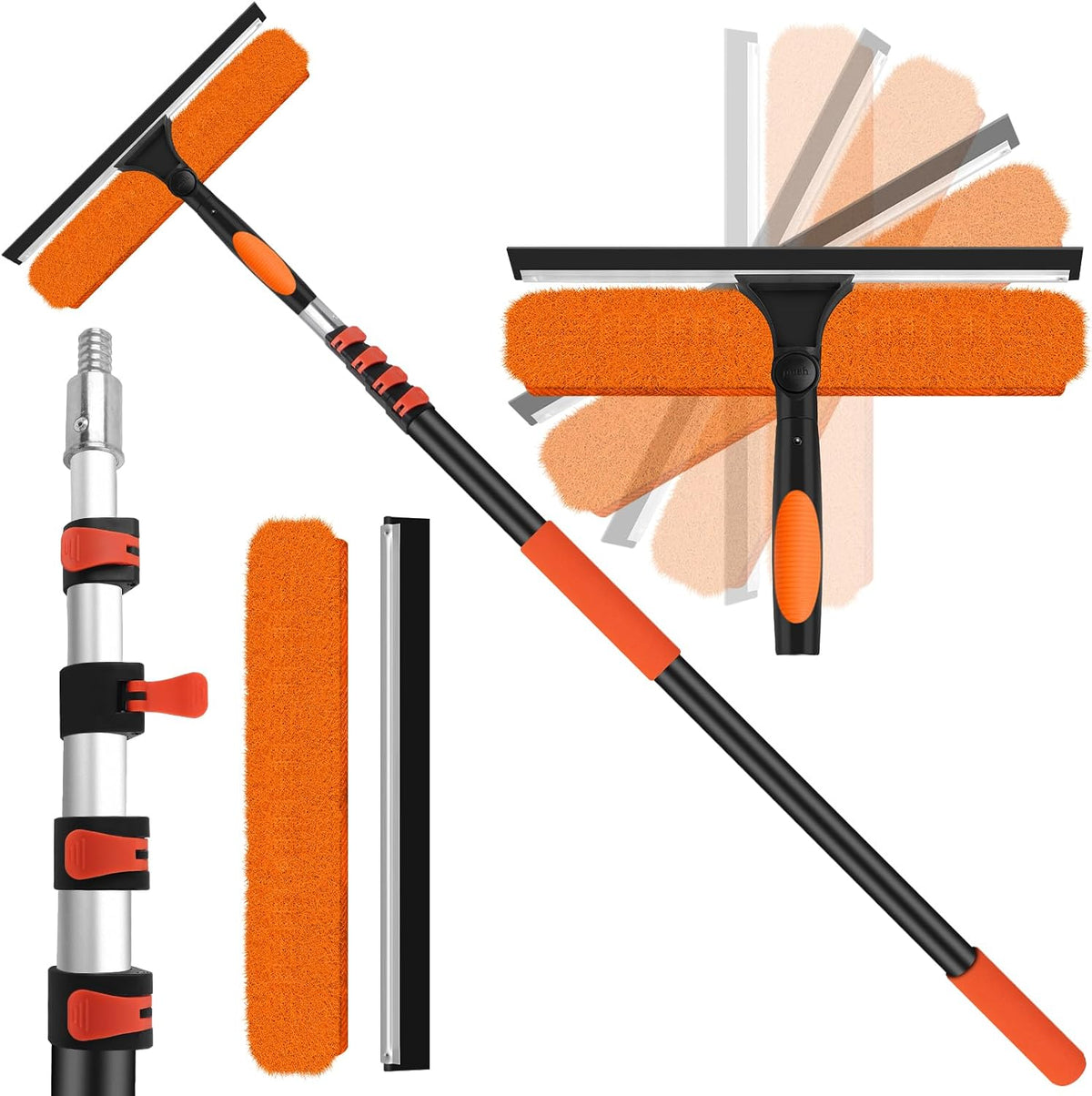 26FT High Window Cleaning Kit with Pole,2 in1 Professional Window Squeegee