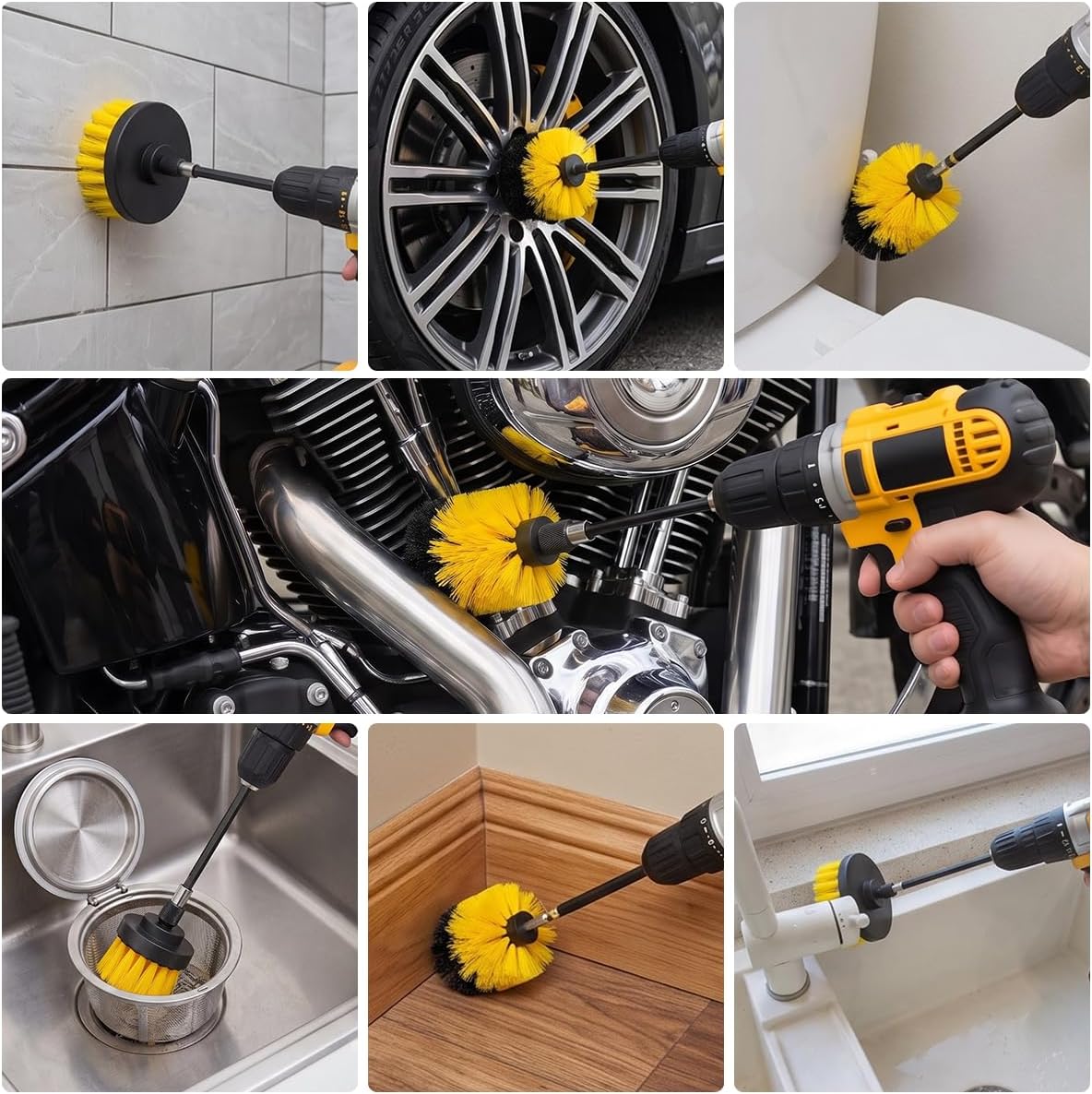 30Pcs Drill Brush Set for Car Detailing, Bathroom, Carpet, Tile Grout