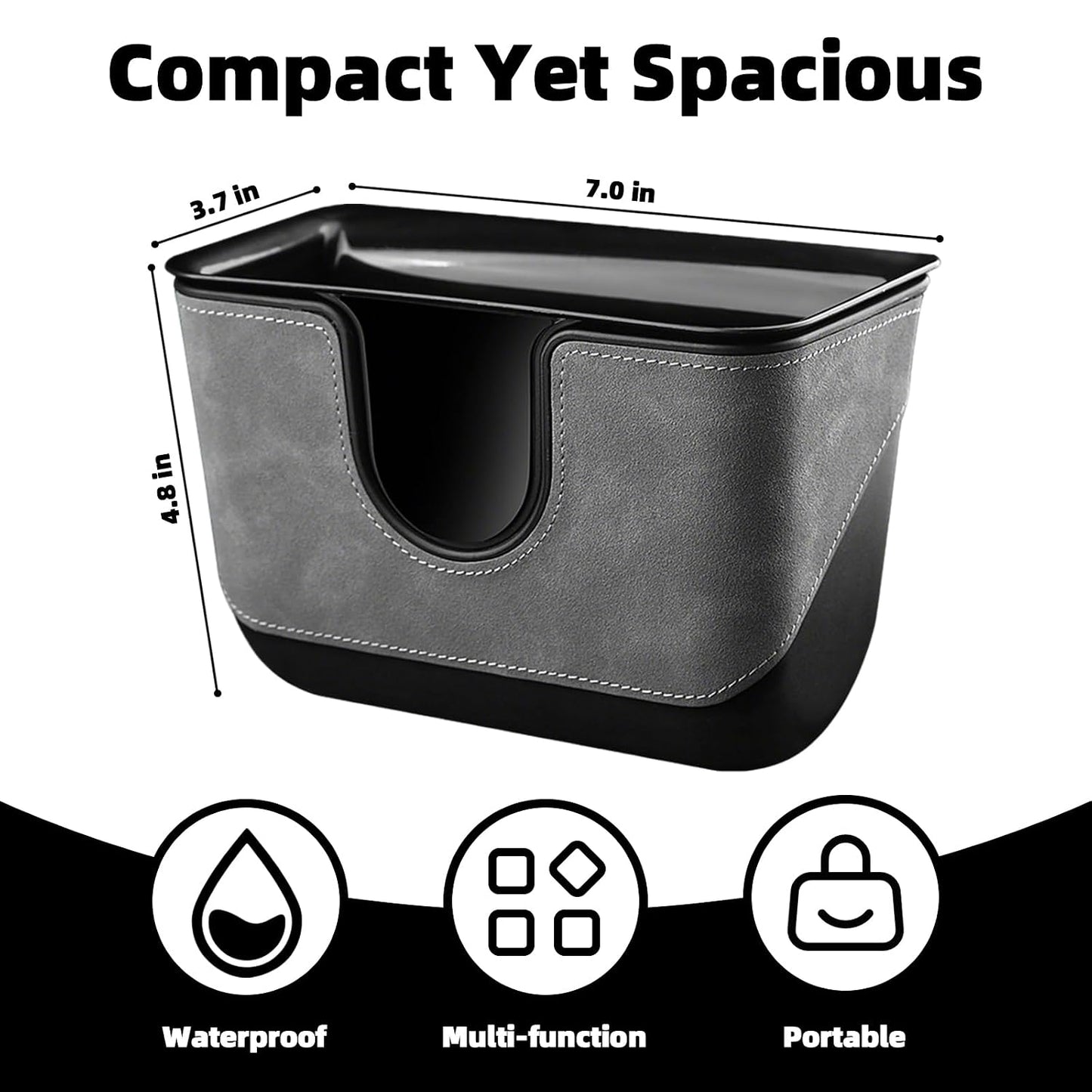 Small Car Trash Can with Double-Layer Design,Leakproof Hanging Car Trash Bin with Large Capacity & Elastic Back Clip,Multi-Purpose Automotive Garbage Can,Vehicle Garbage Bin for SUV Truck (Black)