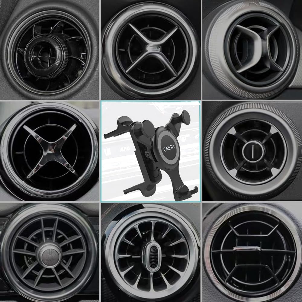 ICAILIN Car Phone Holder Mount for Round Air Vent, Universal Circular Vent Cell Phone Mount Compatible with Mercedes Benz A/B/C/E/S/GLC Class, Jeep Wrangler, Mini Cooper, Fits iPhone & Samsung