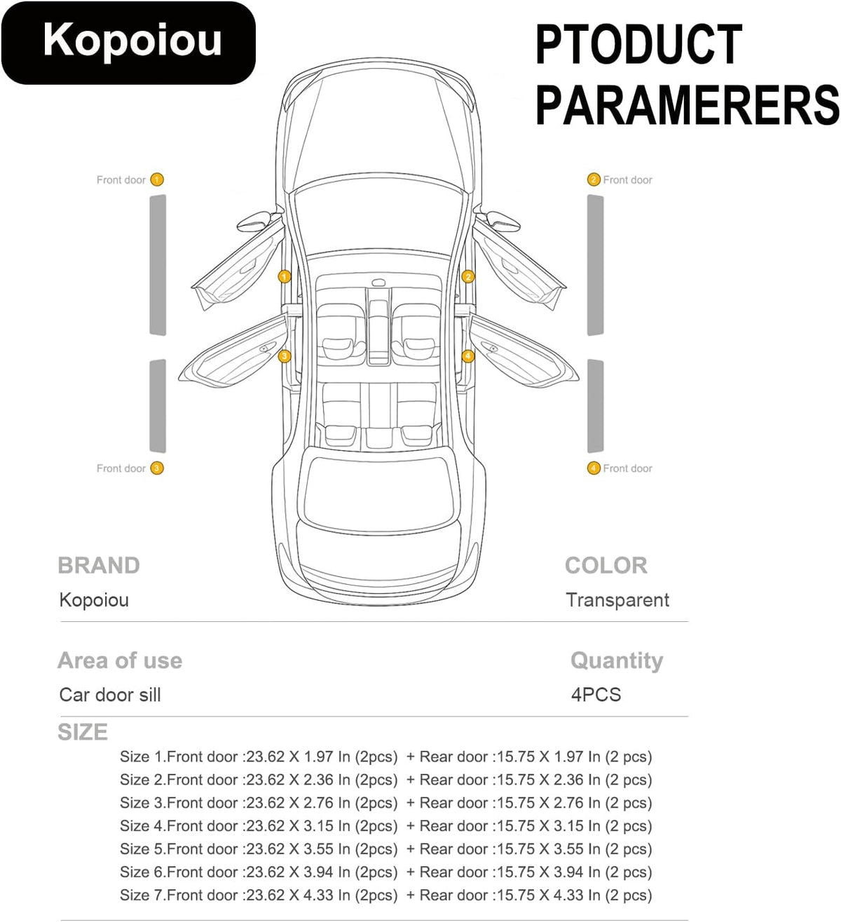 Car Door Sill Protector, 4 Pcs Clear PPF Paint Protection Film Kit, Universal Door Entry Edge Guard & Scuff Plate Protector, Invisible Anti-Scratch Door Step Wrap for Cars, SUV, Trucks