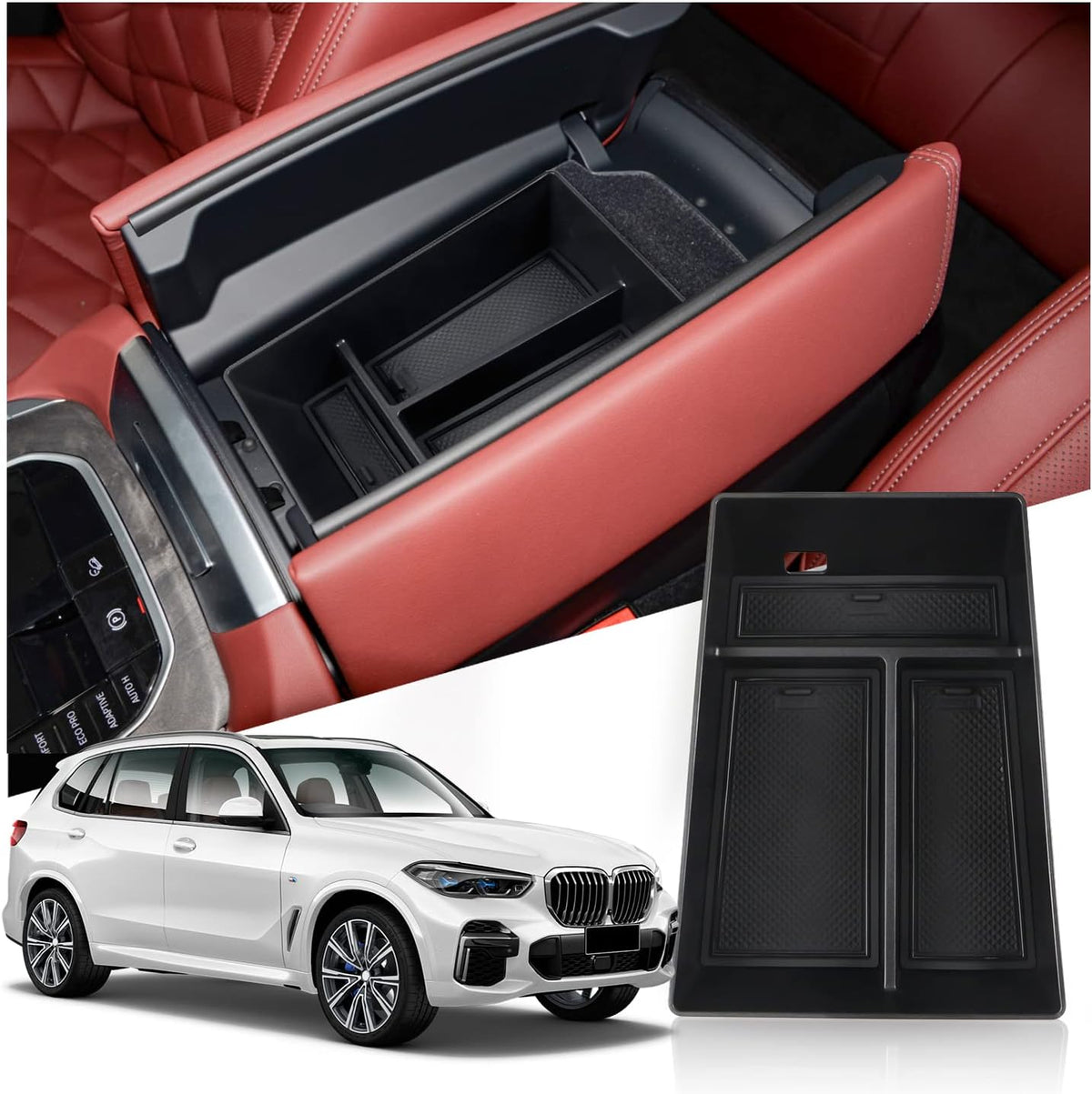 Ruiya 2026 BMW X5/X6/X7 Center Console Organizer for BMW X5/X6/X7 2026 Accessories ABS Middle Console Organizer Compatible with 2020-2026 BMW X5 G05 | BMW X6 G06 | BMW X7 G07 2021-2026 Accessories