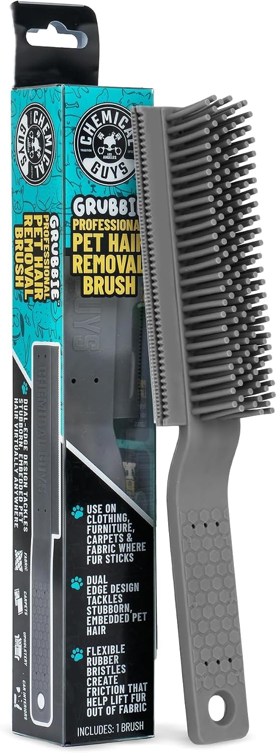 Chemical Guys Professional Rubber Pet Hair Removal Brush – Multi Surface Detailing & Pet Hair Removal Tool for Cars, Trucks, SUVs, RVs & Home – Removes Lint and Debris from Upholstery and Carpet