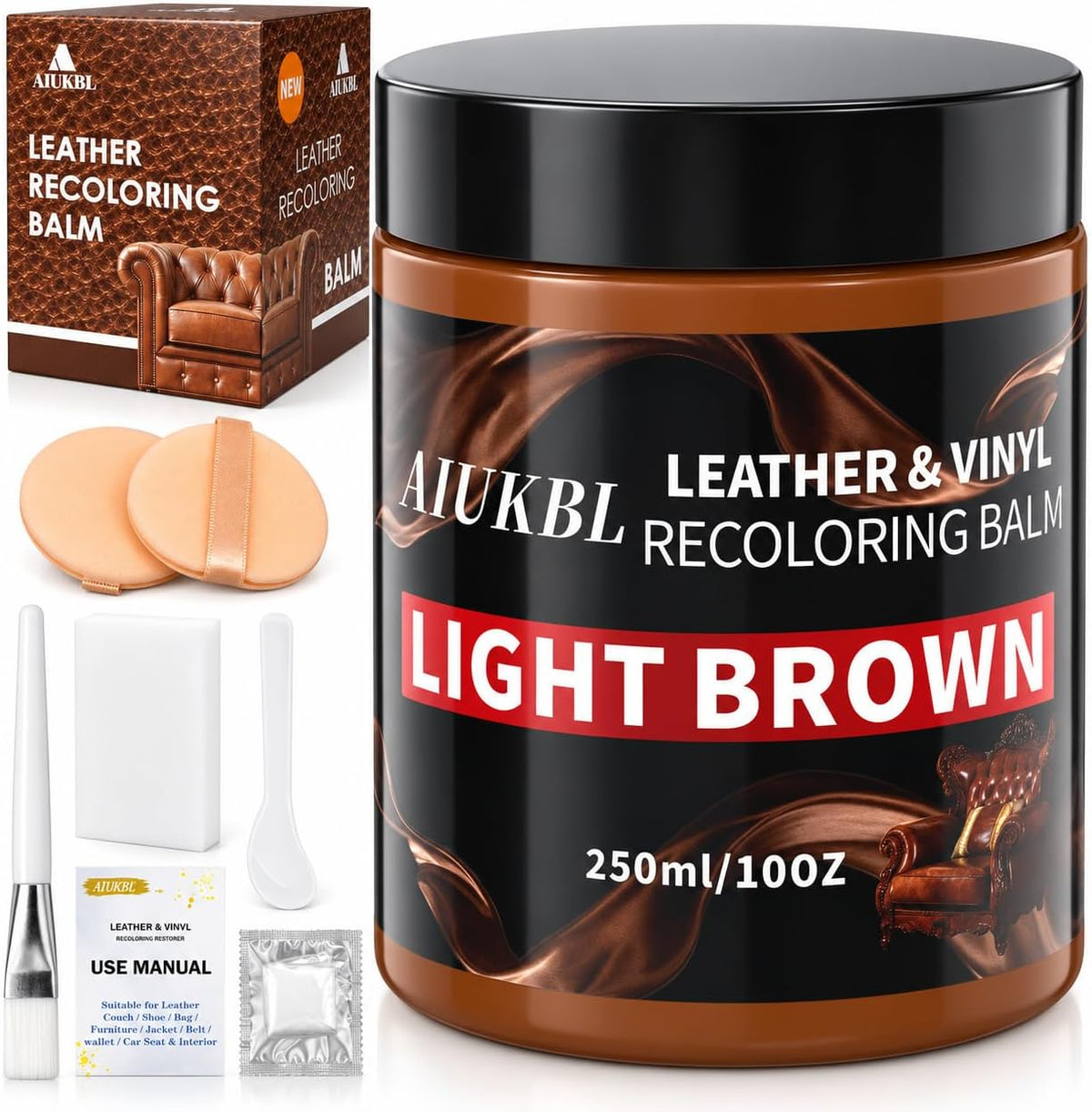 Leather Recoloring Balm, Leather Color Restorer, Leather Restorer for Couches, Leather Scratch Remover, Leather Scratch Repair, Leather Repair Kit for Furniture, Leather Dye (Gray)
