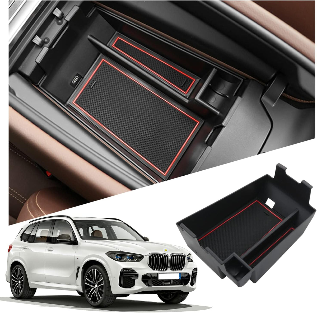 2026 X5/X6/X7 Center Console Organizer for 2020-2026 BMW X5/X6/X7 Accessories Middle Console Organizer X5/X6/X7 Armrest Storage Box Compatible with 2020 2021 2022 2023 2024 2025 2026 BMW X5/X6/X7