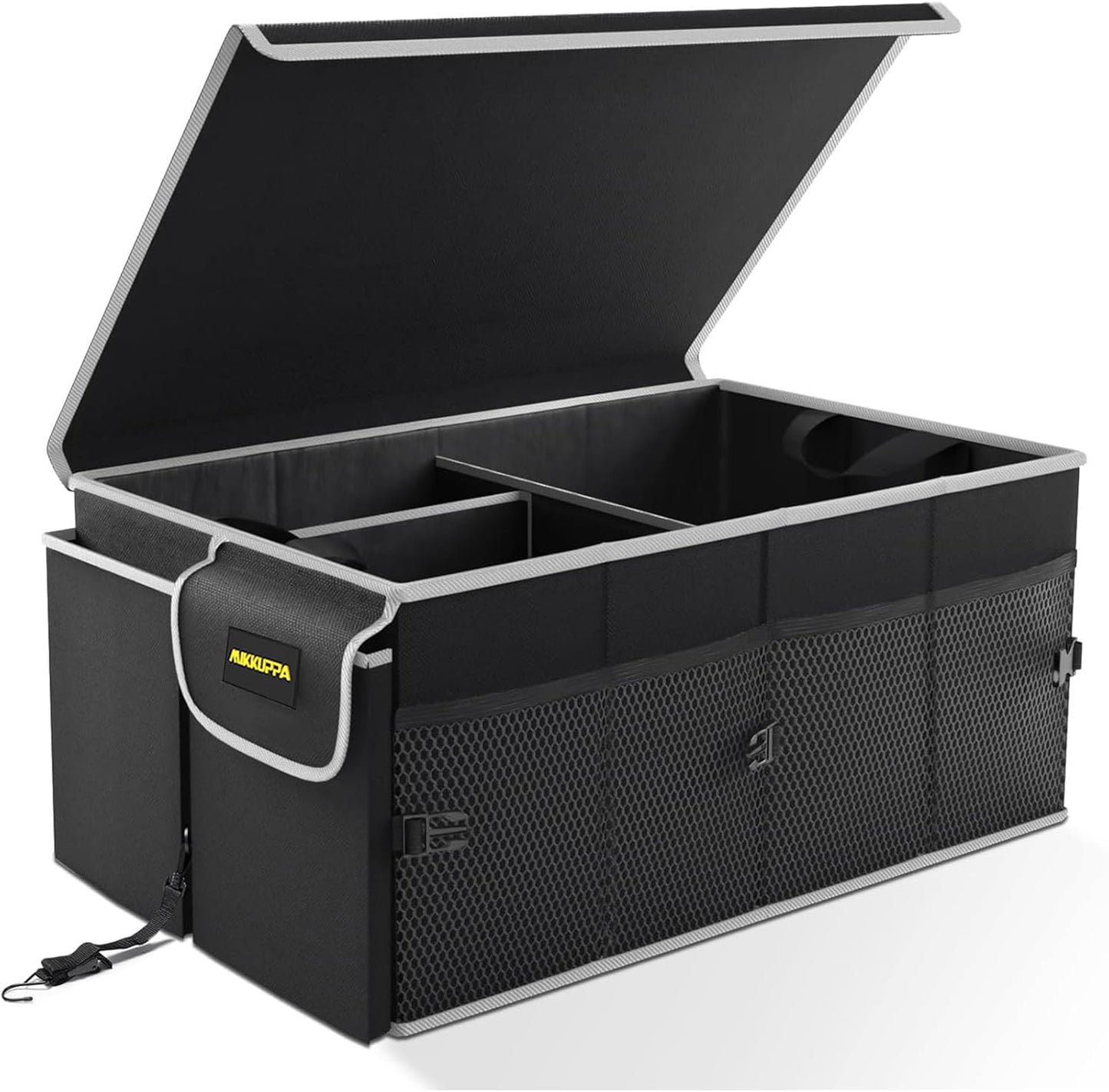 MIKKUPPA Car Trunk Organizer - 95L Collapsible Trunk Organizer with Lid, Sturdy Car Storage for SUV Auto Truck Van with Adjustable Straps and Non Slip Bottom (Black, XX-Large)