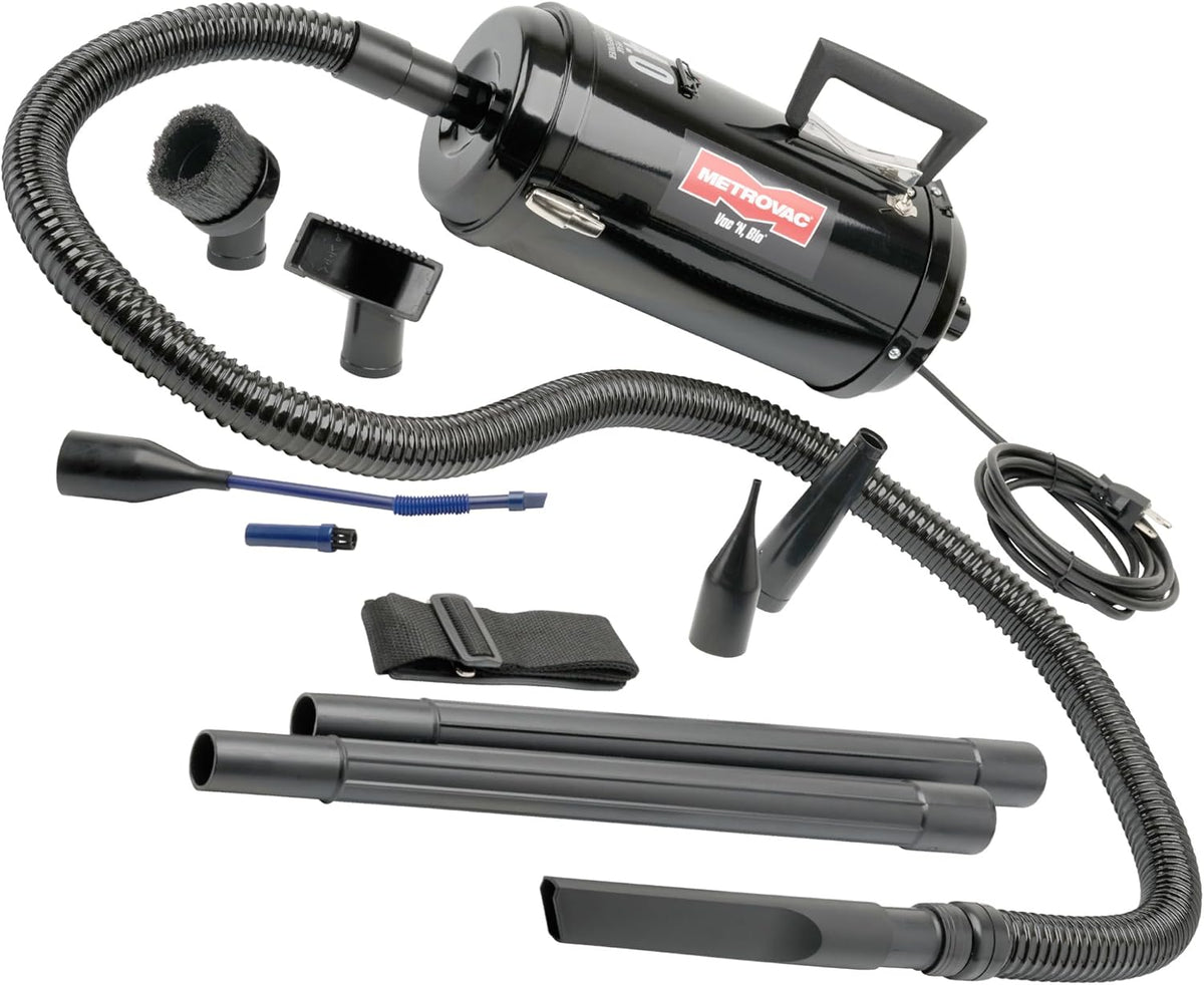 MetroVac Vac N Blo VNB-94BD - 4.0 Peak HP Car Vacuum & Blower, All-Steel Construction, Versatile Automotive Detailing Tool with Attachments, MagicAir Inflator Included