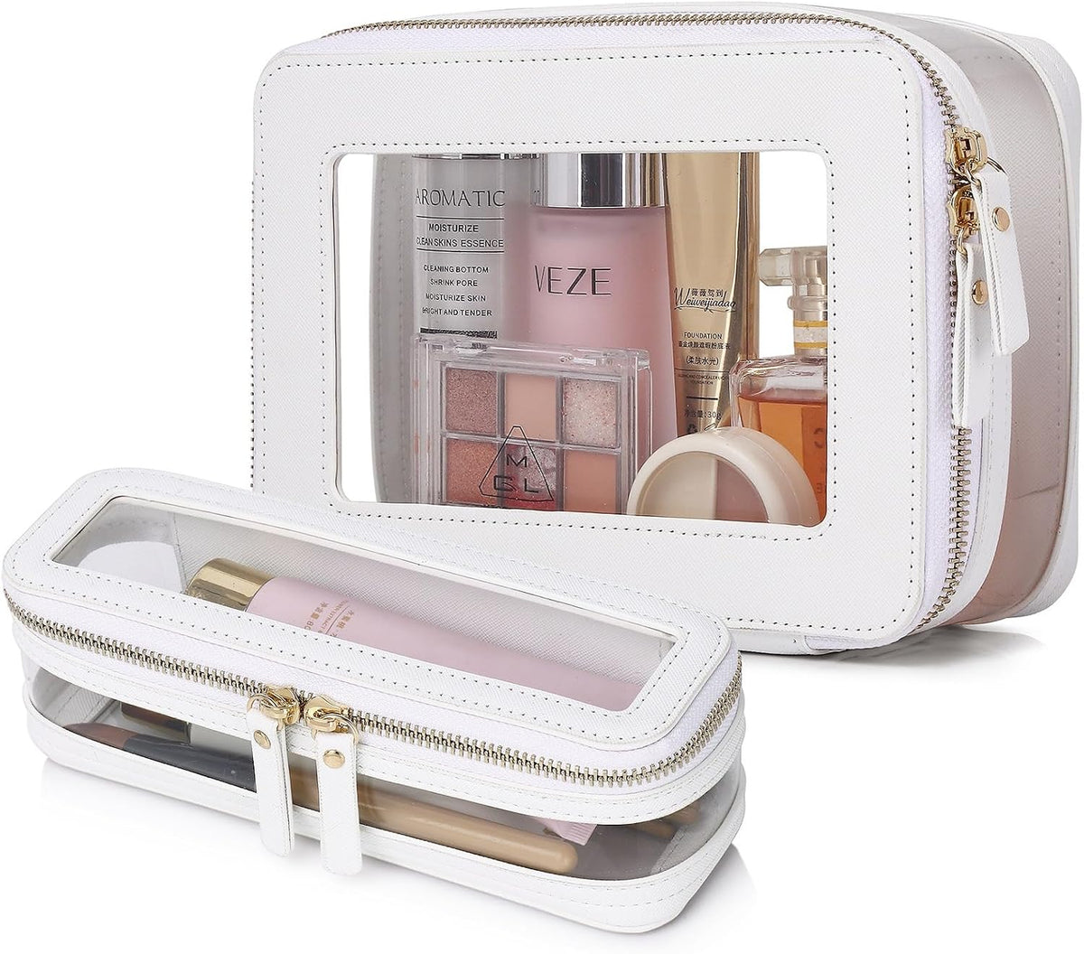 Pinkmik Travel Clear Makeup Bag, (Pink, M+SLIM)