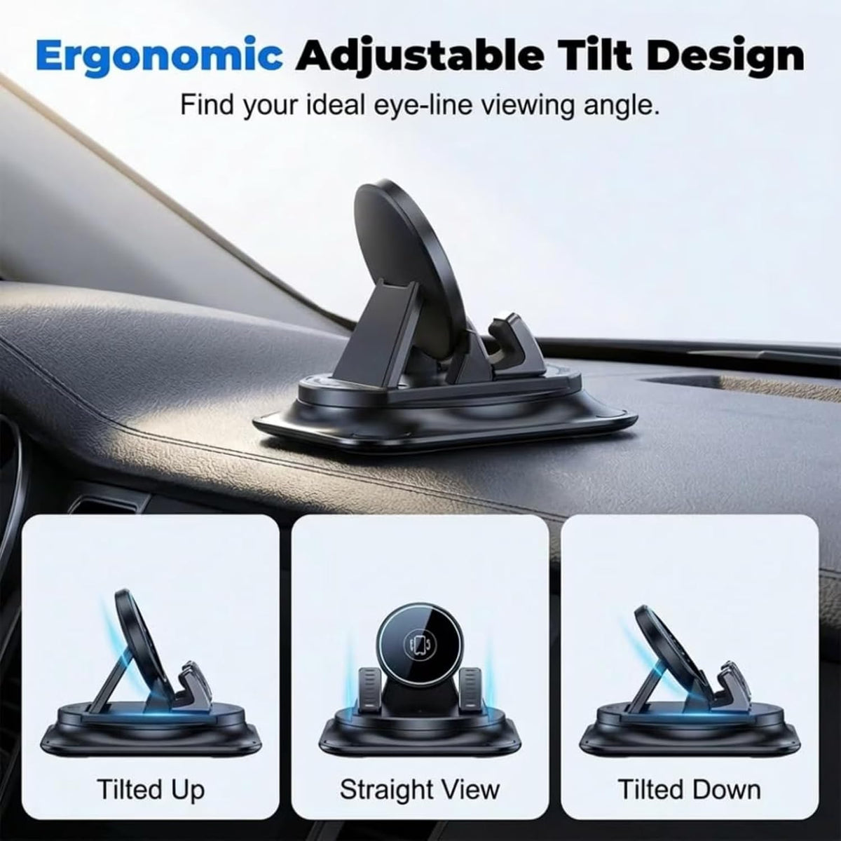 2026 360° Rotatable Car Phone Mount - Adjustable Dashboard Phone Holder, Universal Navigation Stand for Smartphone, Car Interior Accessory (1PC)