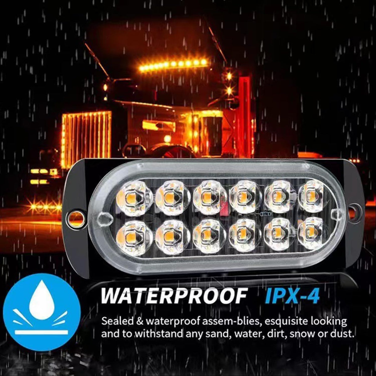8-Pack 12 LED Vehicles Trucks Emergency Strobe Lights Kit, 12-24V Light