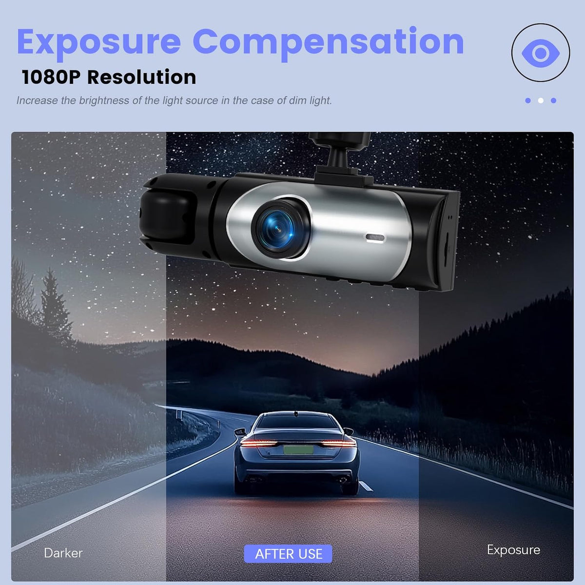CAMECHO Dual Dash Cam Front and Inside, 1080P Dash Camera for Cars, 3.16 Inch Display, Night Vision, Loop Recording, Wide Angle, Exposure Compensation, Dashcam Driving Recorder