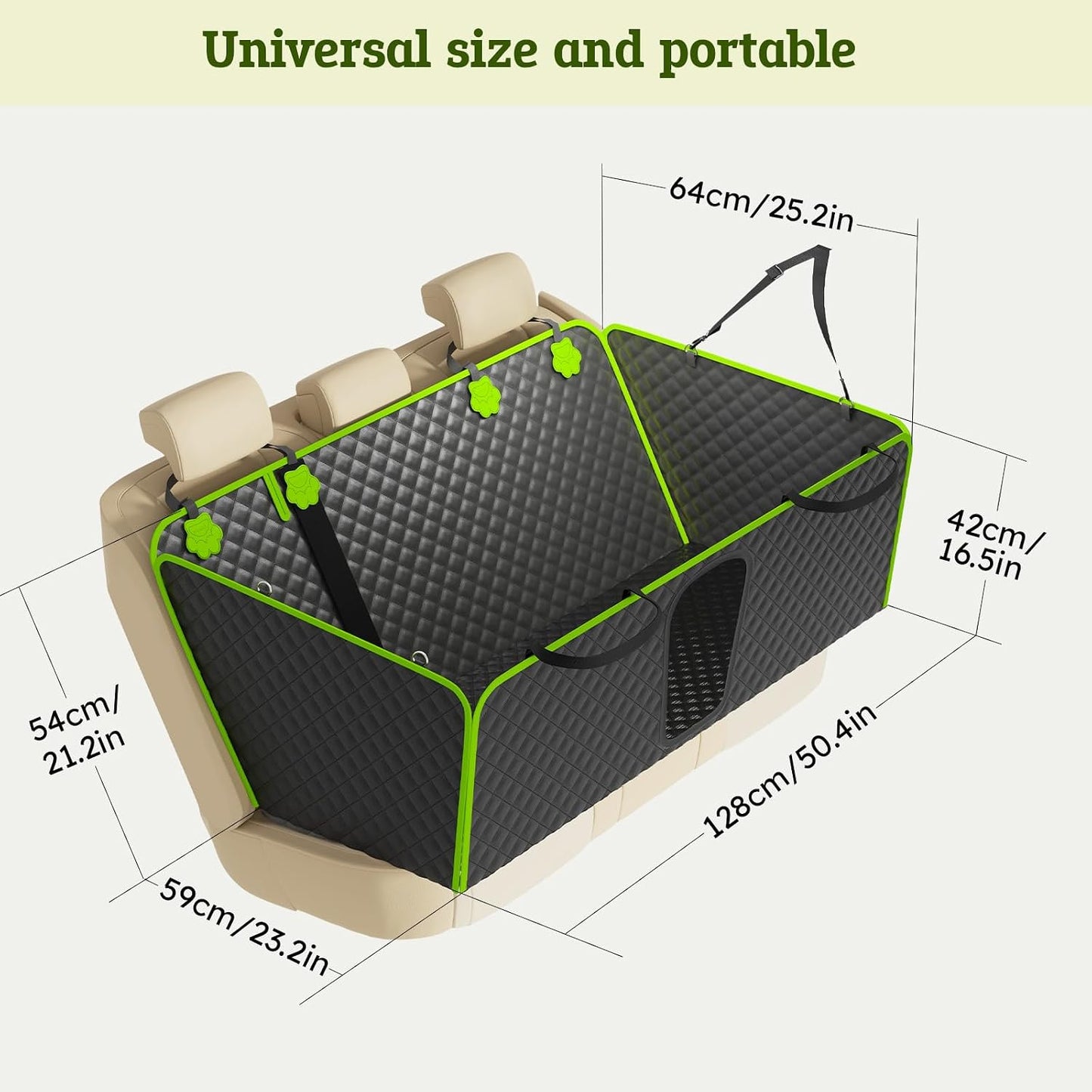 2-in-1 Dog Car Seat Cover for Back Seat, Transform to Passenger Mode - Dog Car Seat, Waterproof, Scratch-resistant, Support to 330lbs, for Outdoor Activities, Travel, to the Vet, for Cars/SUV/Truck