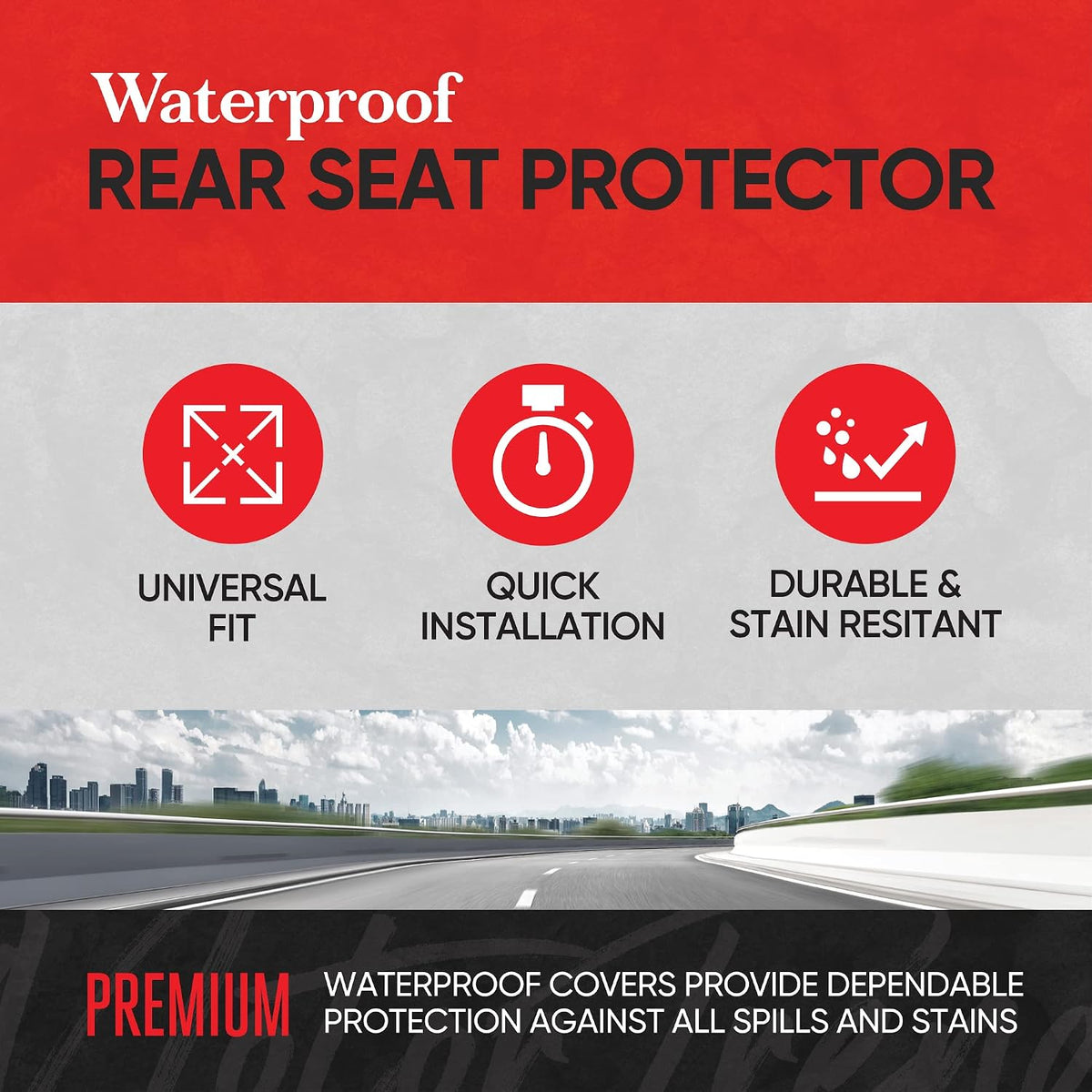 Motor Trend Front & Rear Car Seat Covers Full Set - Gray Cloth Bucket Seat Covers for Front Seats + Waterproof Rear Split Bench Cover – Universal Fit for Car Truck SUV Van Interior Protection