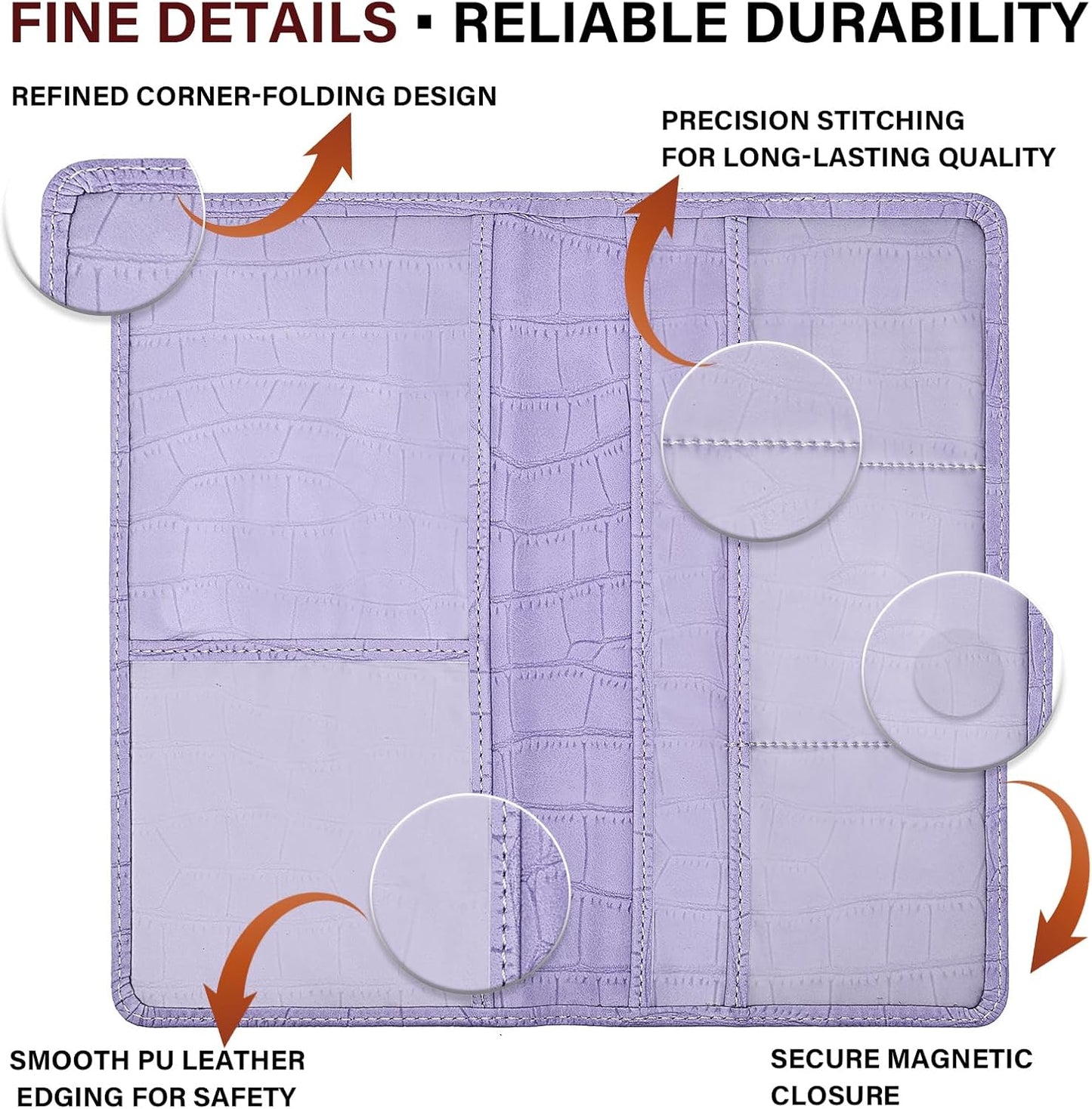 Car Registration and Insurance Holder, Purple Vehicle Glove Box Car Organizer with Magnetic Closure for Documents, Cards, License Car Organization, 1 Pack