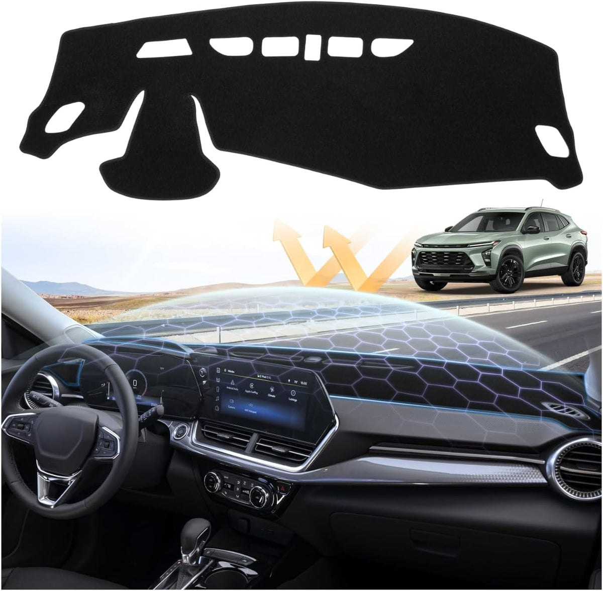 Sunsdrew Black Dash Cover for 2014-2018 Toyota Corolla Dashboard Cover Mat