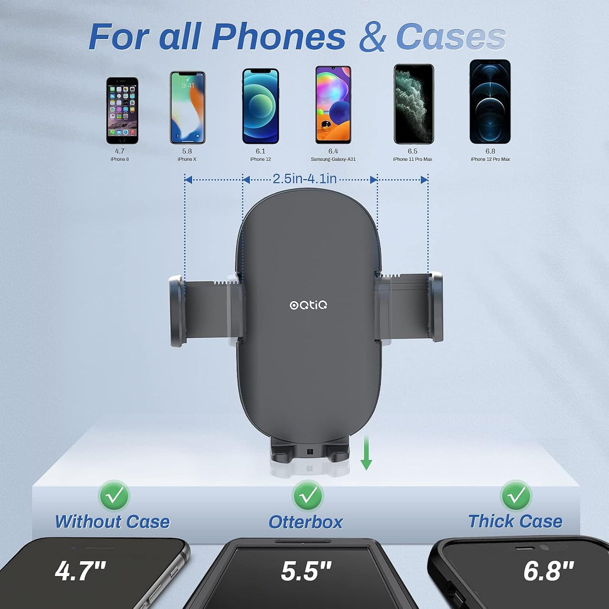 OQTIQ 13-Inch Gooseneck Suction Cup Car Phone Mount for Windshield