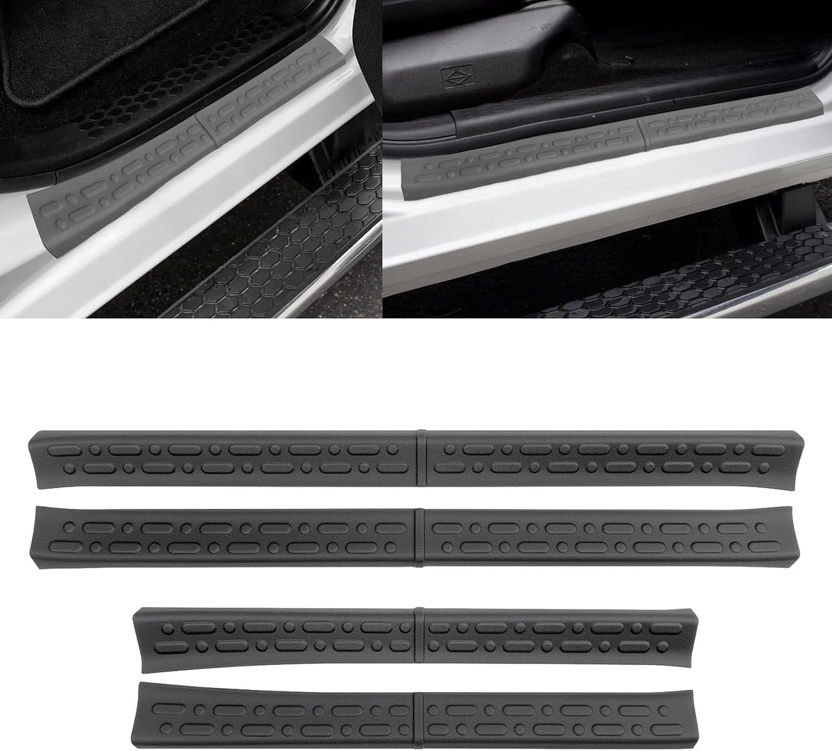 Front Door Sill Guards for 2021-2026 Ford F150 & 2023-2026 F250 F350 F450 F550 Super Duty Accessories, Full Coverage Door Sill Protector Kit Soft TPE Entry Guard Cover 2Pcs