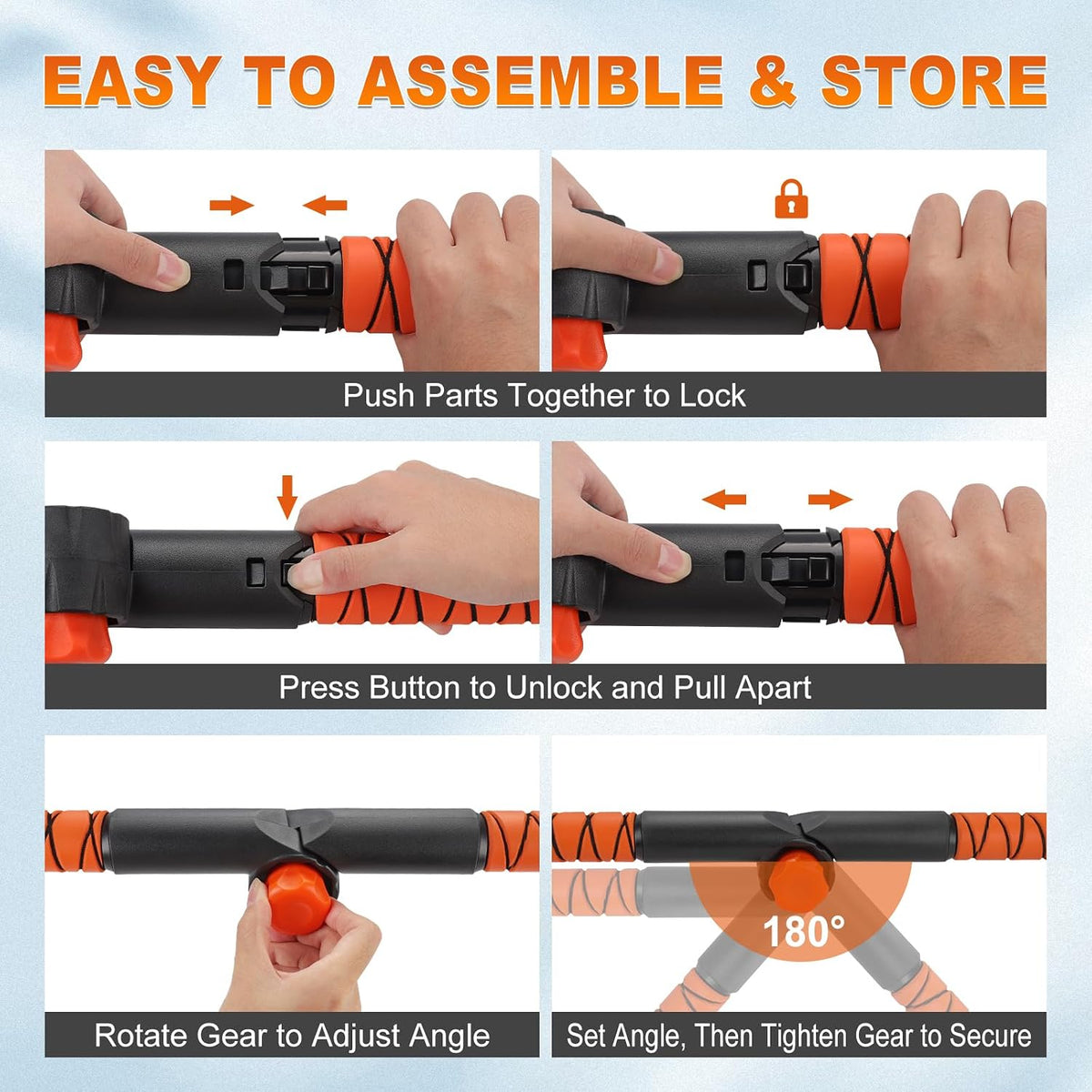 62.4" Foldable Snow Brush and Ice Scrapers for Car Windshield, Adjustable & Extendable Ice Removal Tool with Non-Slip Foam Grip, 180° Pivoting Snow Brush for Car, SUV, Truck