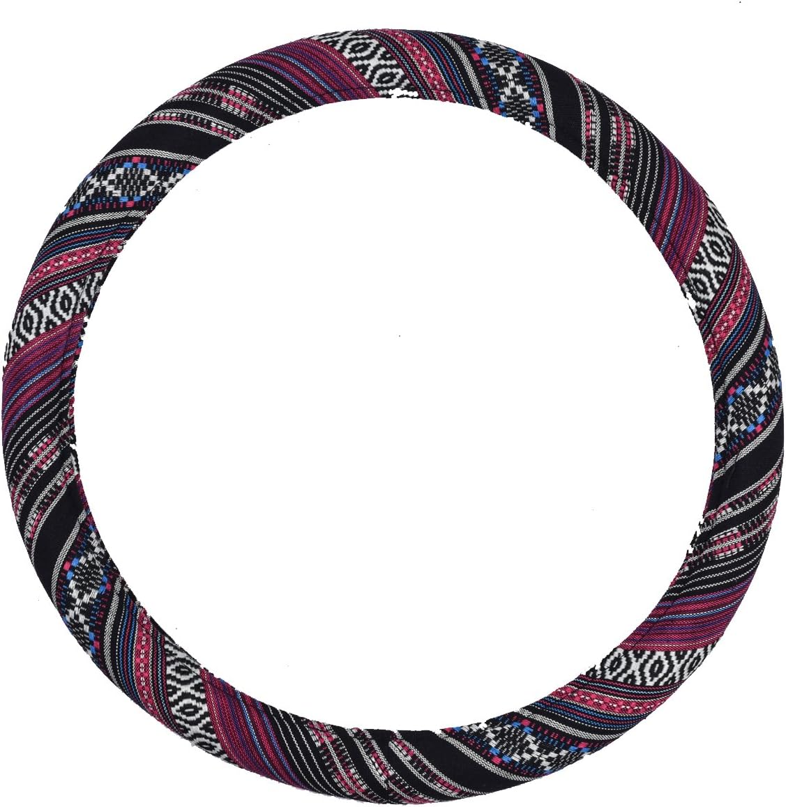 CAR PASS Boho Steering Wheel Cover, Ethnic Flax Cloth Universal Steering Wheel Cover,Anti-Slip Design, Fit 14.5-15 inches for Vehicles,Cars,SUV,Vans
