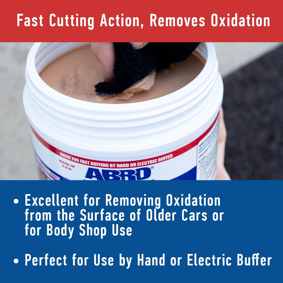 ABRO Rubbing Compound 10 oz, Fast-Cut Buffer for Oxidized Paint