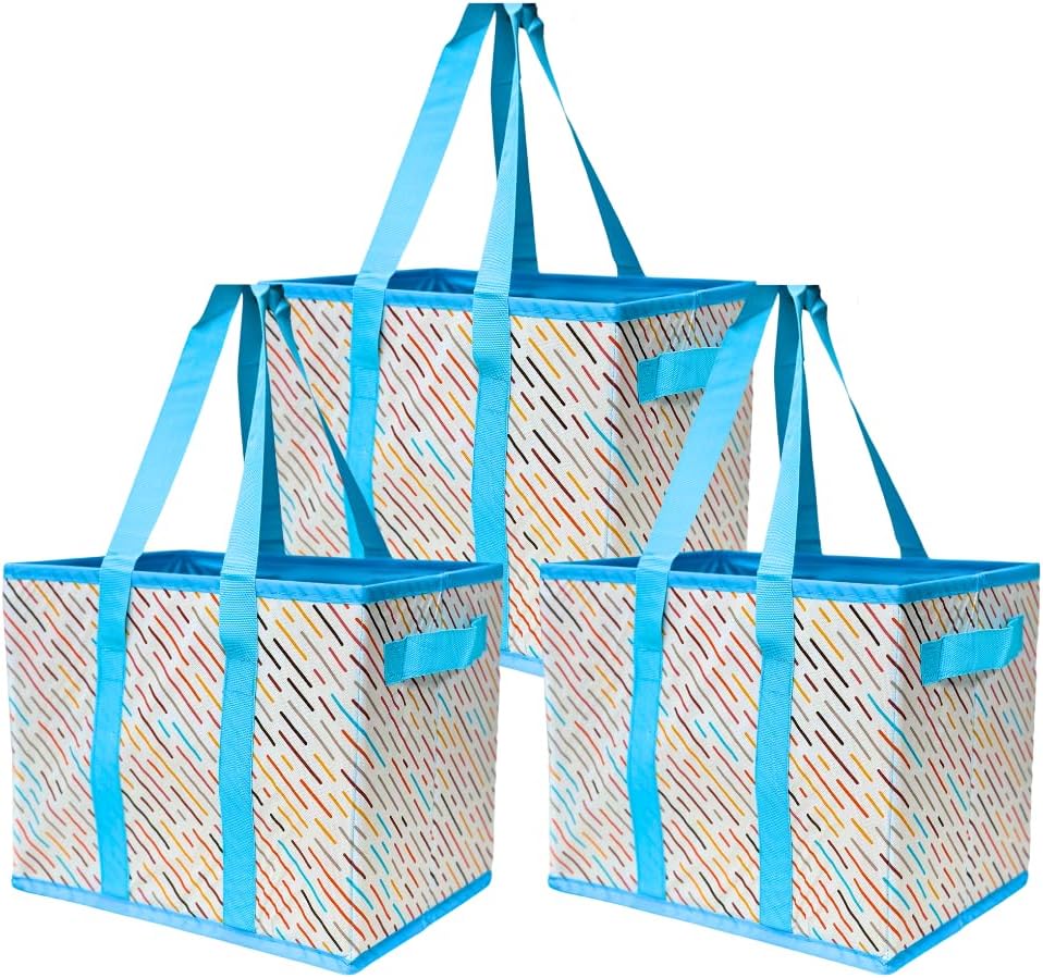 DURASACK Grocery Tote 3-Pack All-Purpose Collapsible Totes with Handles Kitchen Reusable Grocery Bags