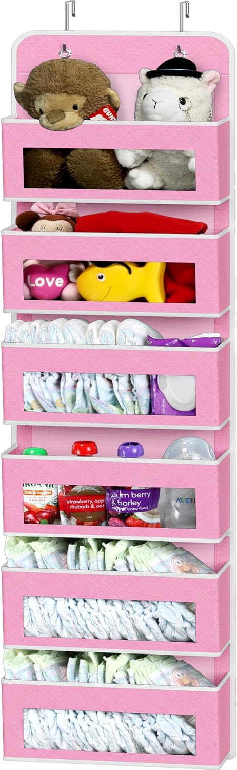 Simple Houseware 4 Clear Window Pocket Over Closet Door Storage Hanging Organizer for Bedroom, Bathroom, Pantry, Turquoise