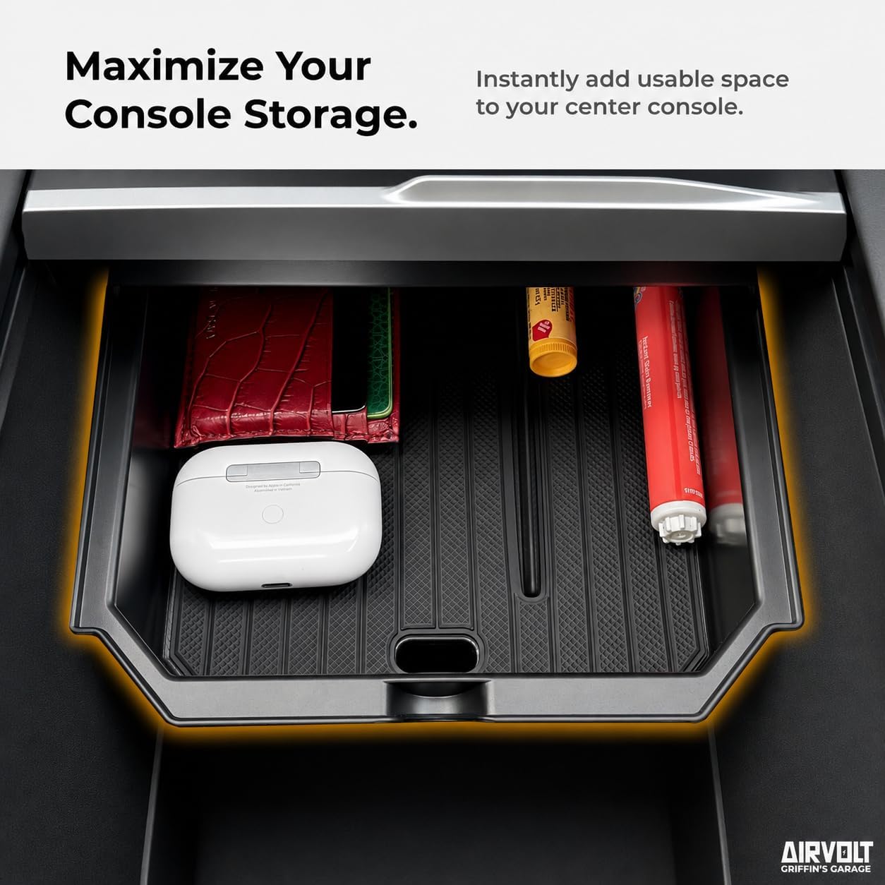Center Console Organizer Set for Tesla Model Y Juniper (Premium & Performance 2025/26) and Model 3 Highland (All Trims 2024/25/26) – 4PCS Tesla Interior Accessories – Black