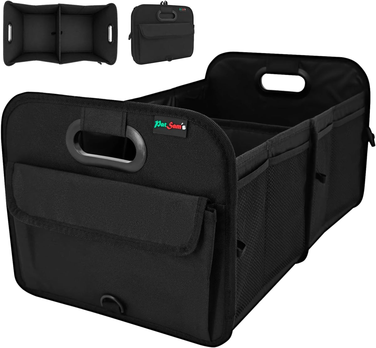 PAT SAM'S Trunk Organizer for SUV, Collapsible Car Trunk Organizer with Dividers, Waterproof 600D Oxford, Non-Slip Storage Organizer for Groceries, Tools, Travel, Truck & Car (Beige)
