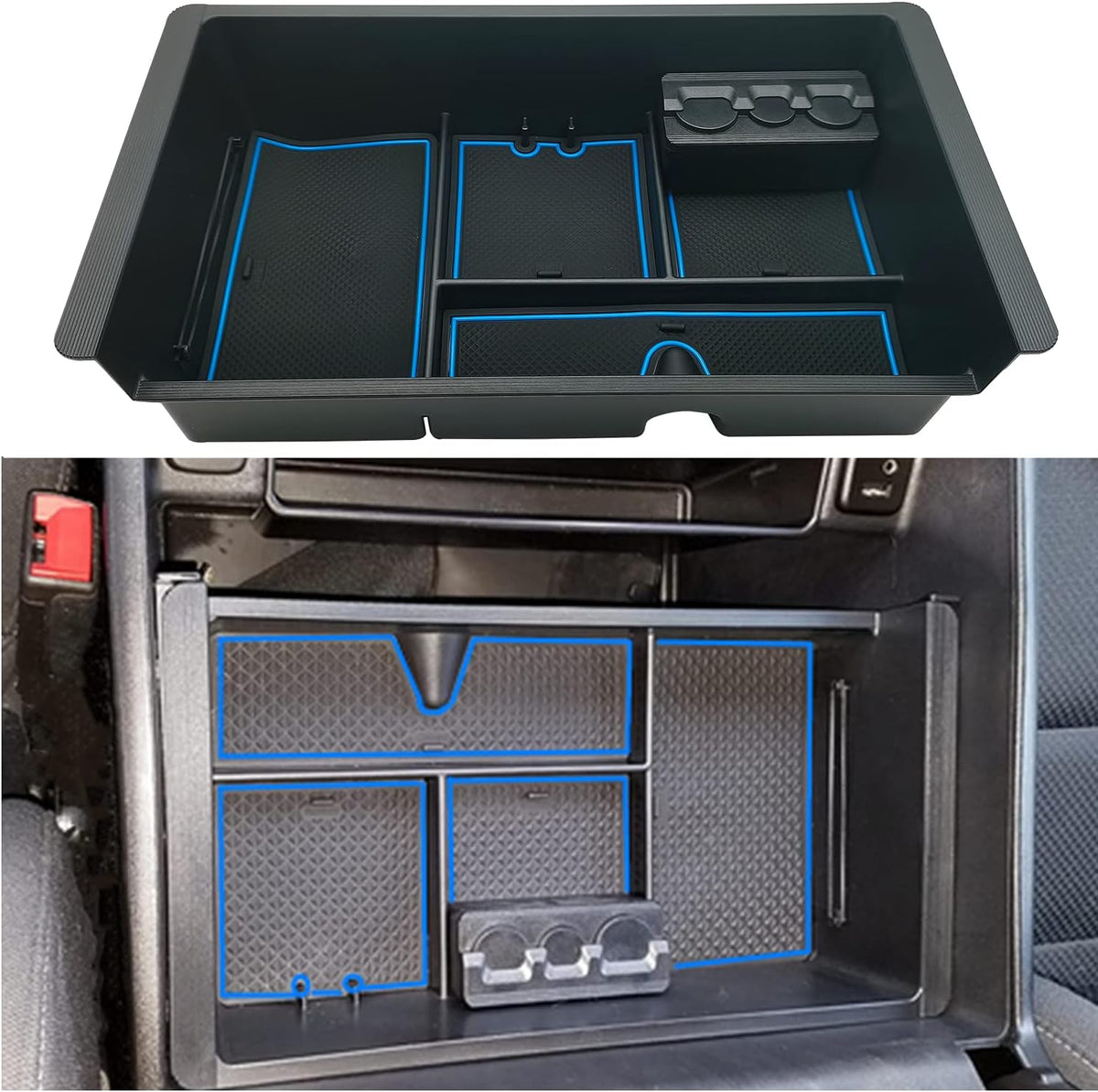 Center Console Tray Organizer Compatible with 2014-2018 GMC Sierra Accessories, (2015-2020) Yukon/Chevy Tahoe Silverado Suburban, Armrest Storage Box Replaces 22817343 (Red)