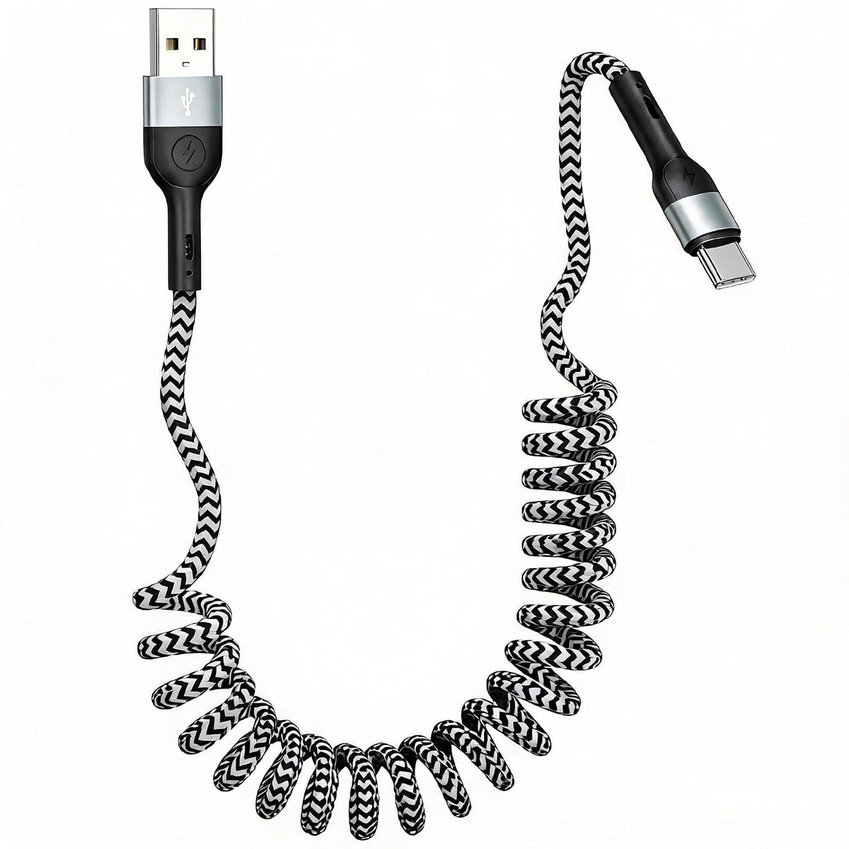Coiled USB A to USB C Cable, iPhone Car Charger,Carplay Cord 2 Pack(3ft)