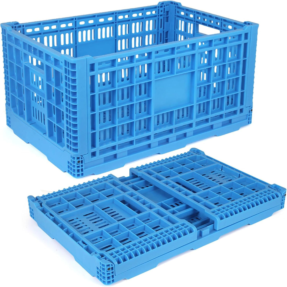 52L Collapsible Crate with Handles, Milk Crates Heavy Duty,