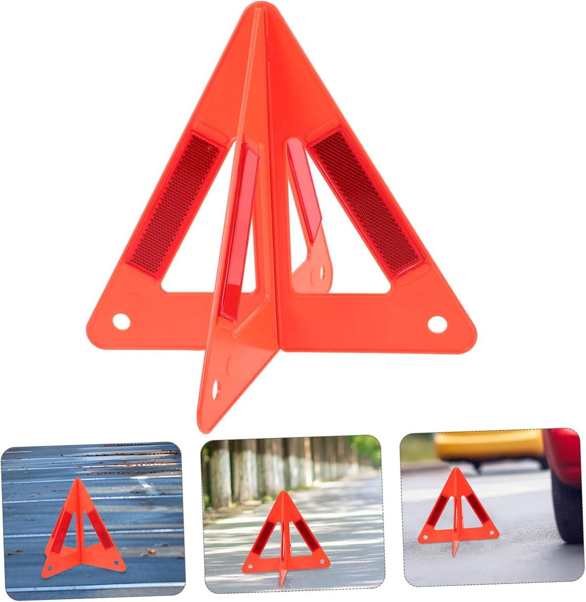Car Safety Warning Sign Reflective Triangular Set 2 Pieces for Roadside