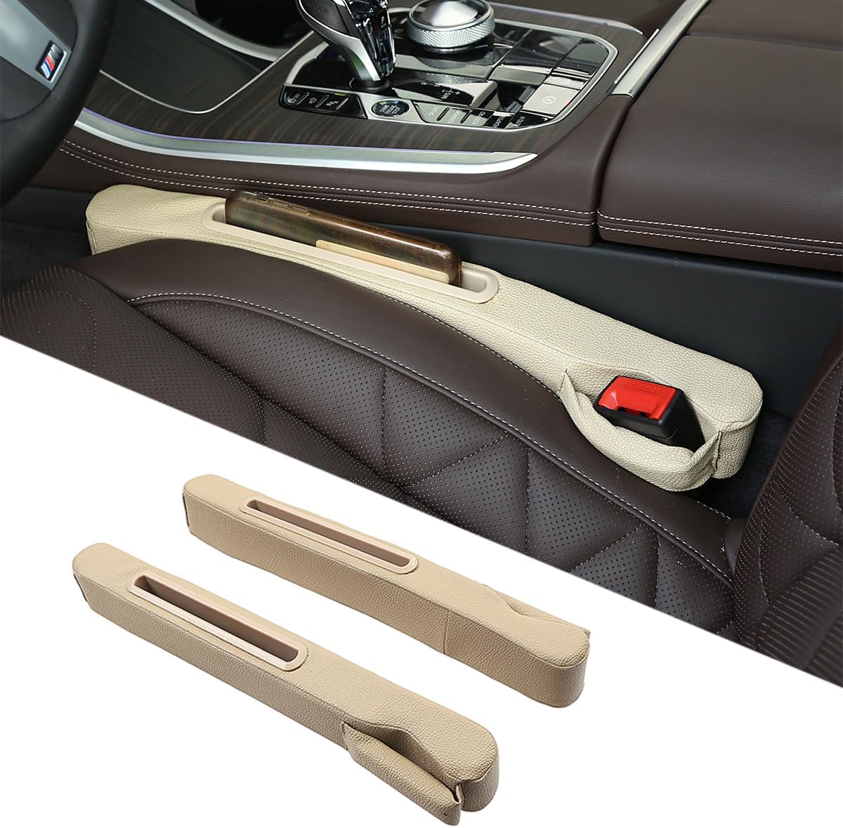 2 Pack Car Seat Gap Filler Organizer for Driver Side and Passenger Side Auto Center Console Side Filler Filler for Car Front Seat (Black 2 pcs)