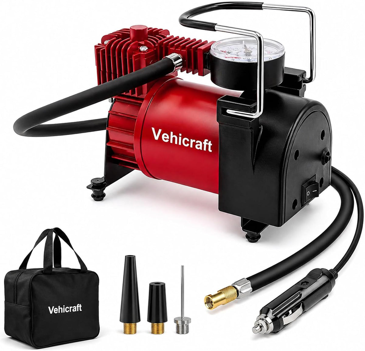 Tire Inflator Portable Air Compressor up to 150 PSI, 12V Portable Air Pump with Portable Bag, Metal Air Pump for Bicycle, Motorcycle, Car, SUV, Blue