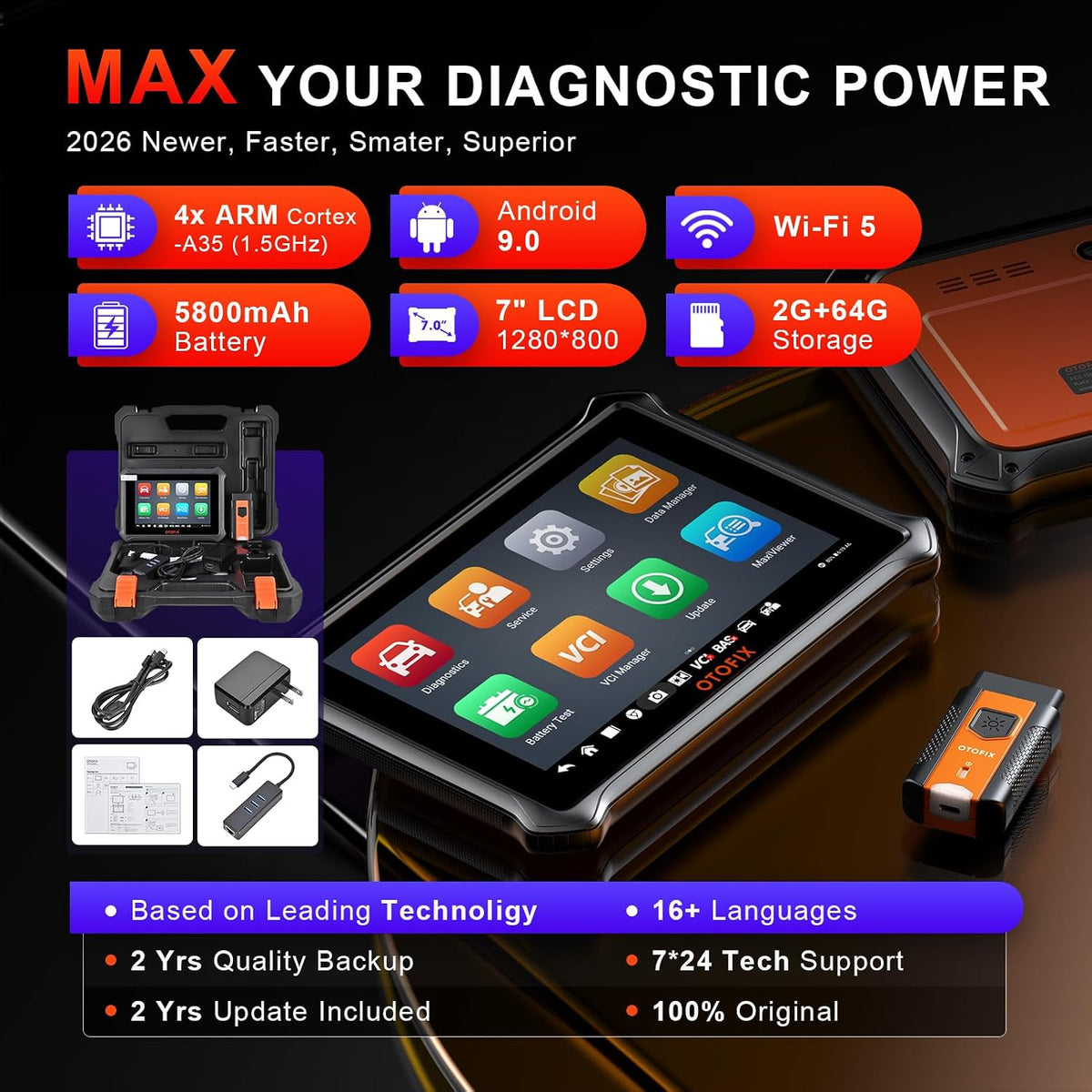 OTOFIX D1 Lite 2026 Bidirectional Scanner, 2-Year Free Update, 38+ Services