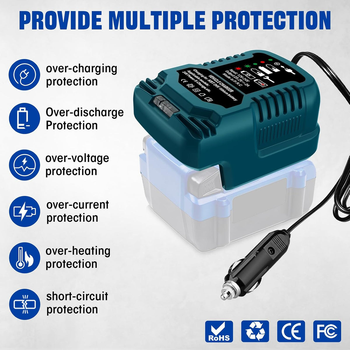 Charger for Kobalt 24V Battery,Portable Mini Quick Car Charger,Cigarette Lighter Plug(for Kobalt 24V Battery Only)