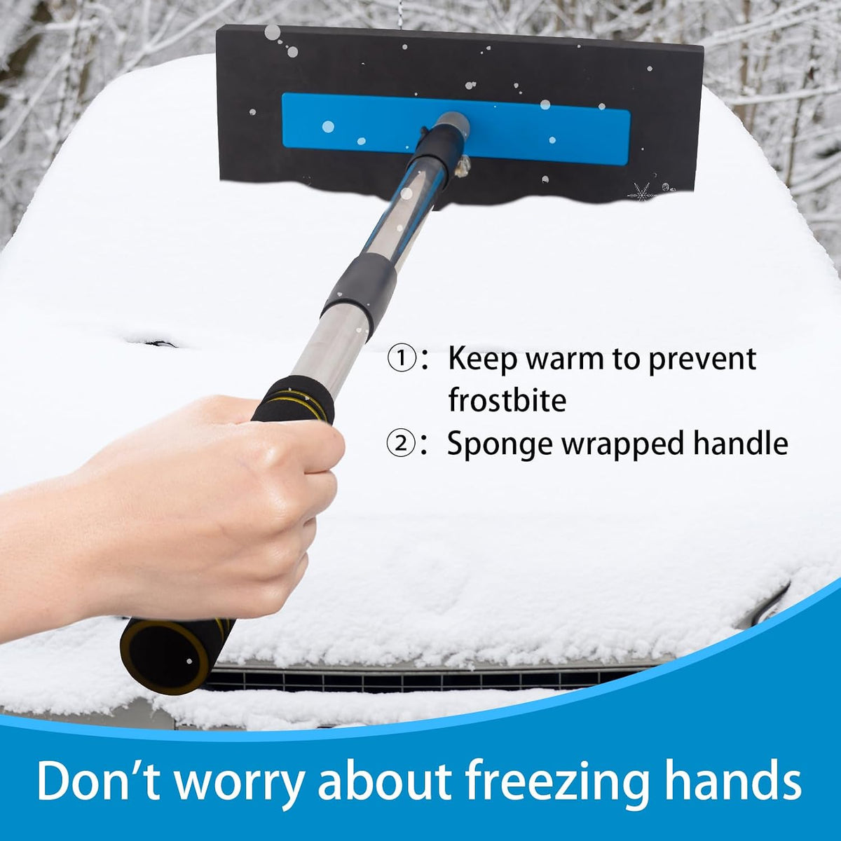 Snow Pusher for Car, 33"-67.2" Telescoping Snow Broom for Truck with Foam Head Professional Snow Remover for Cars and Trucks Convenient Portable Storage. (33-67.2inch)
