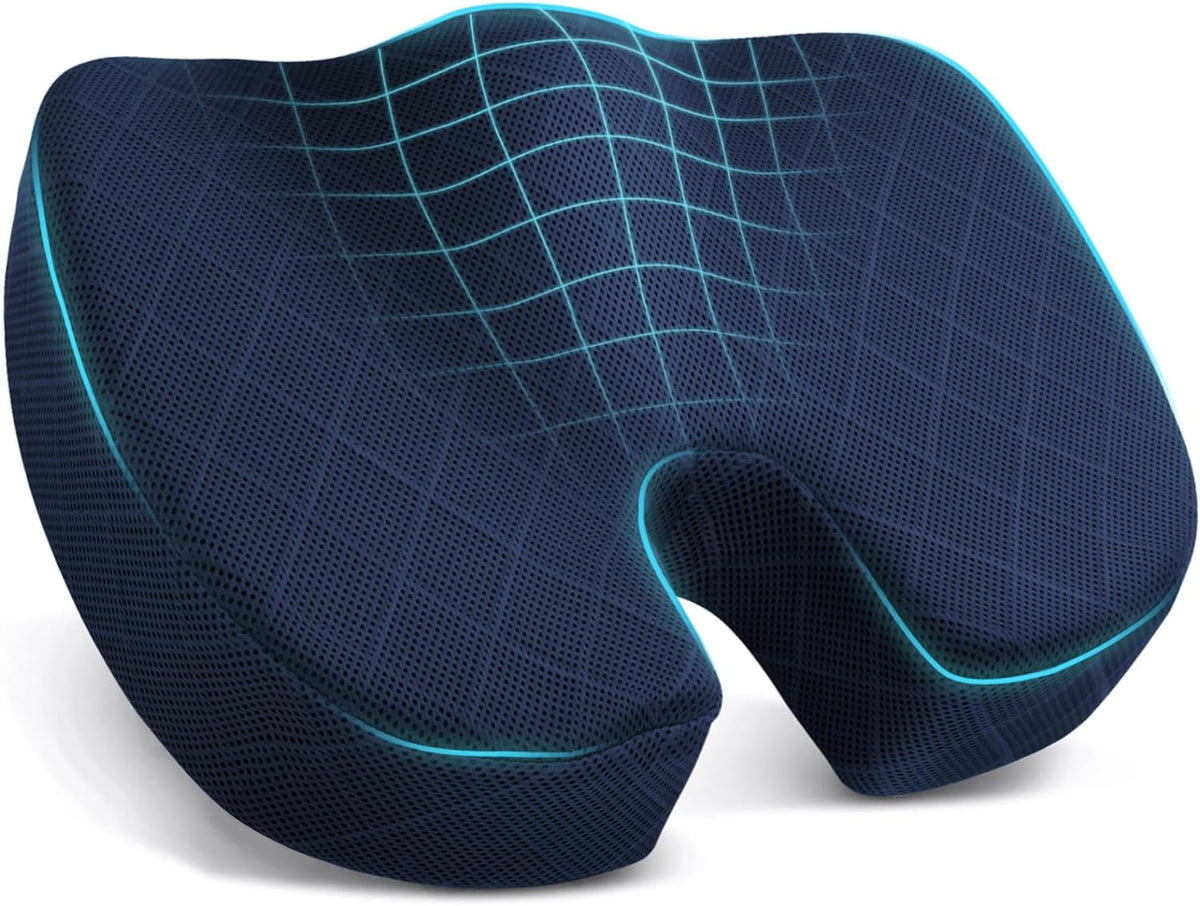 TushGuard Memory Foam Office Chair Seat Cushion - Light Grey, Large