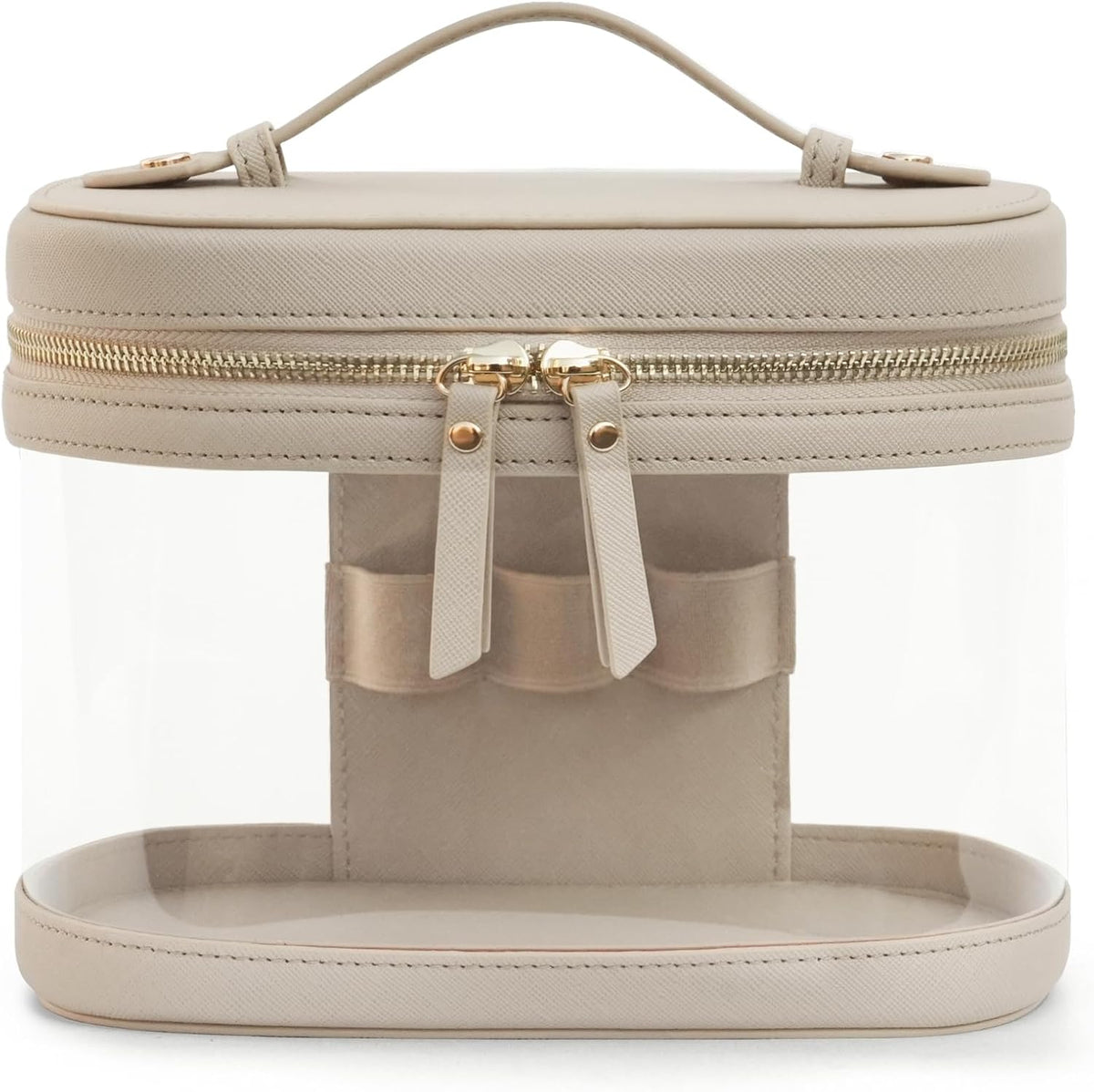 Popvibe Clear Makeup Bag Travel Cosmetic Case Clear Toiletry Bag with Zipper Make Up Organizer Traveling Compact Car Bag Stone Medium