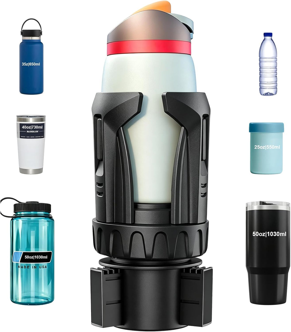 Automatic Car Cup Holder Expander, Large Water Bottles Holder for Yeti, Hydro Flask, Nalgene, Owala 24/32/45/50oz Travel Tumbler & Mug, Adjustable Car Cup Insert Accessories (1 Pack)