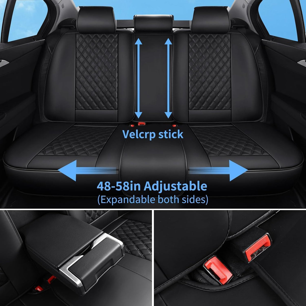 Car Seat Covers Full Set,5 Seat Leather Seat Covers for Cars,Front Seats and Back Seat Cover,Waterproof Car Seat Cushion Protectors,Universal Fit for Most Cars SUV Trucks(Black, Full Set)