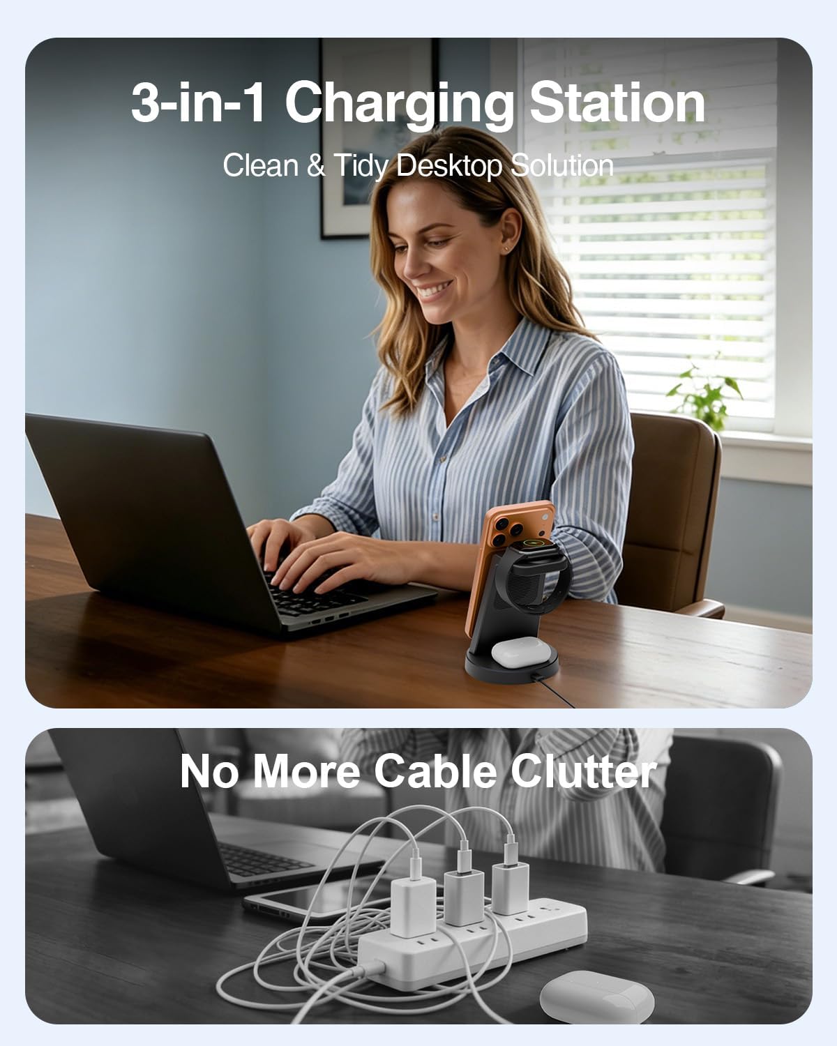 25W MagSafe Charging Station, 3-in-1 Magnetic Wireless Charger for Apple