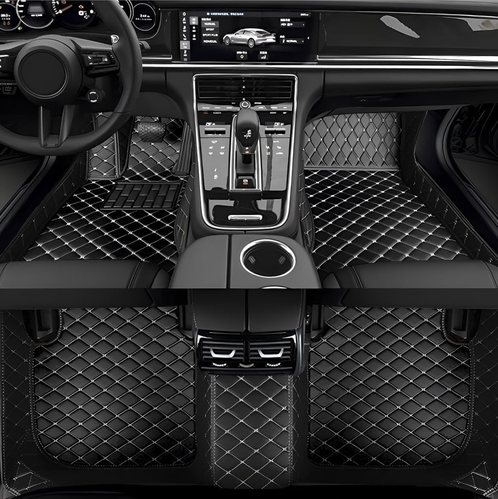 Custom Car Floor Mats Fit 96% Car Model Luxury Leather Waterproof Anti-Skid Full Coverage Liner Front Rear Mat/Set (All in Red -3D)