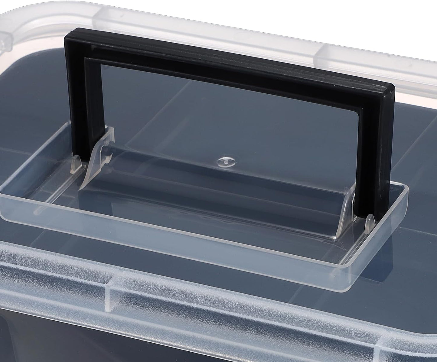 JUXYES 3-Tiers Plastic Stack Carry Storage Containers Box wih Handle Lids | 2 Pack Clear Stackable Craft Organizers and Storage Bin with Tray for Organizing Stationery, Sewing, Art Craft, DIY Supplies