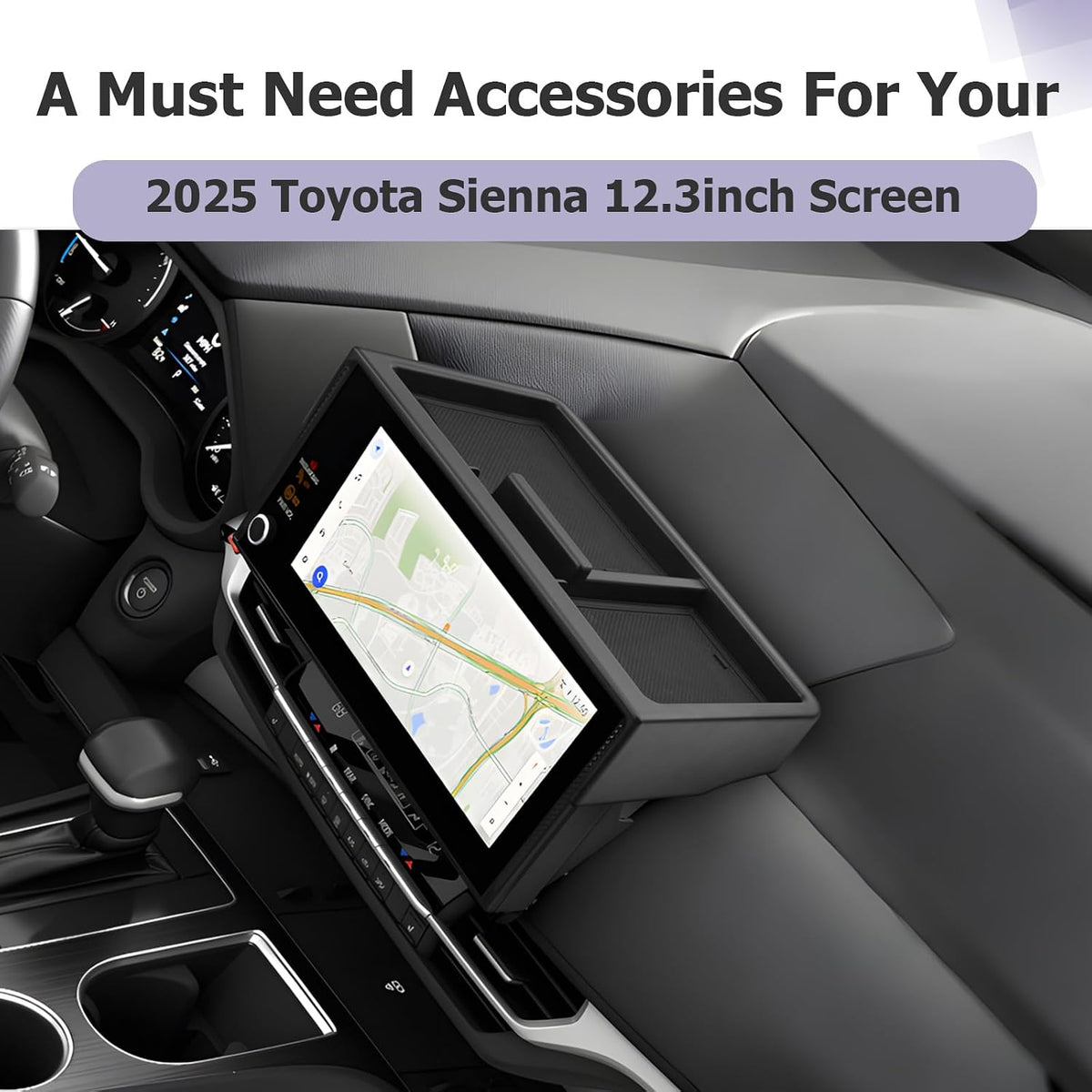 LUWU Dashboard Storage Tray Compatible with 2025 2026 Toyota Sienna Accessories Behind Screen Organizer 2025-2026 Sienna Accessories Center Console Display Box Dash Tray(ONLY for 12.3-INCH Screen)
